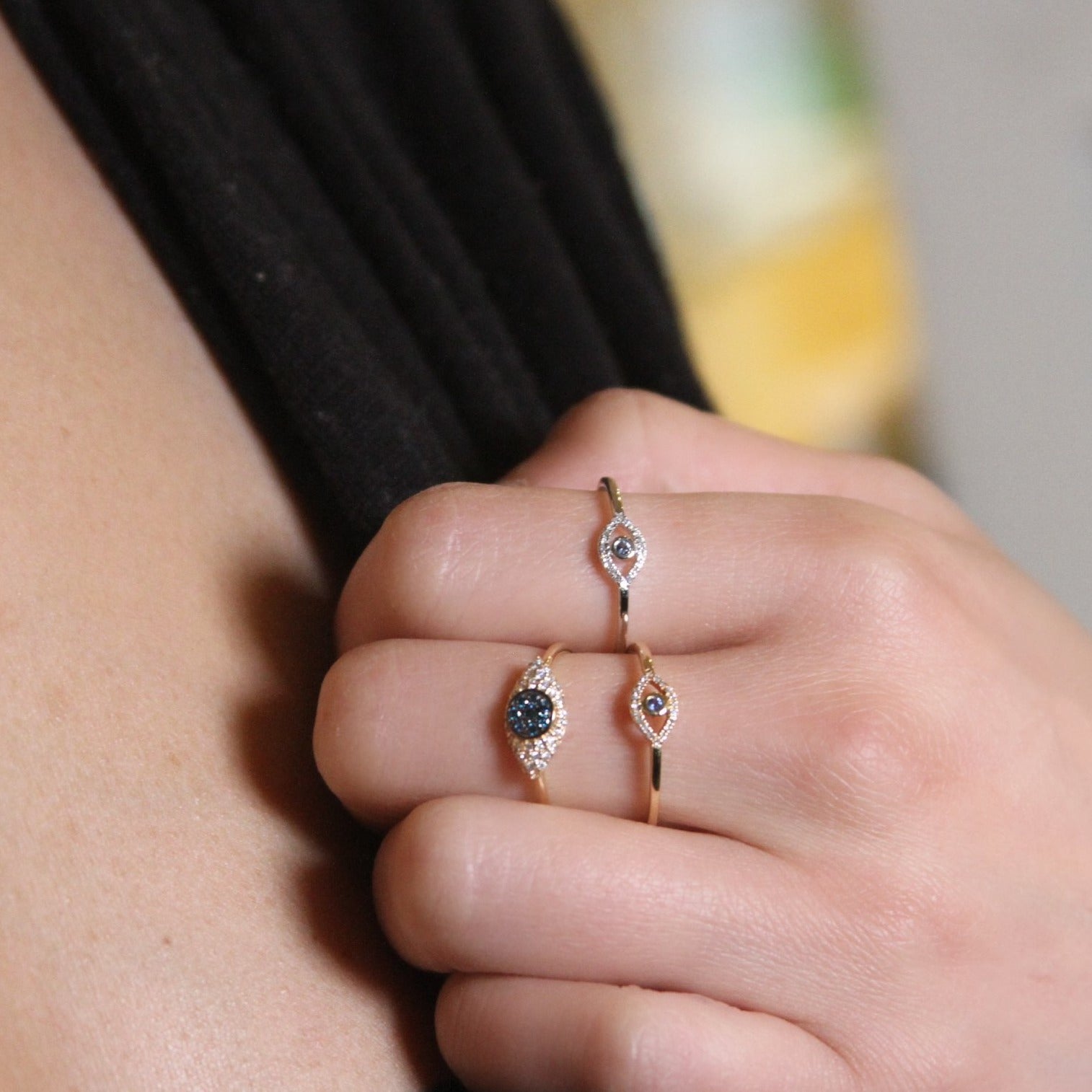 Small Diamond Evil Eye Ring