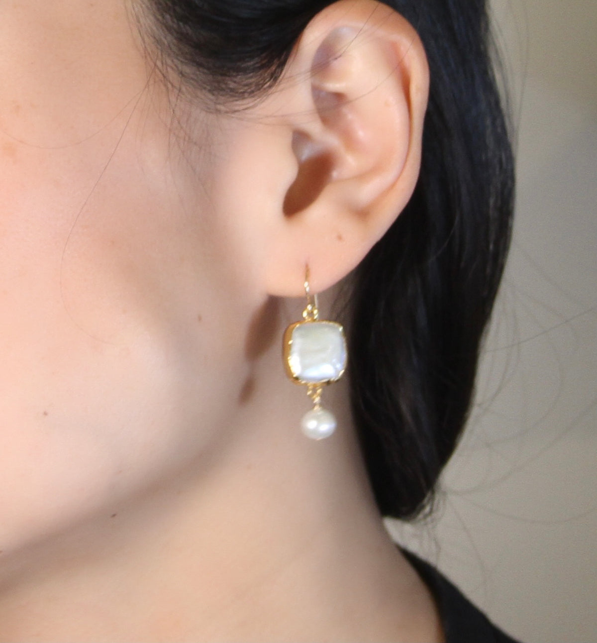 Circle Pearl Drop Earrings | Mabel Chong