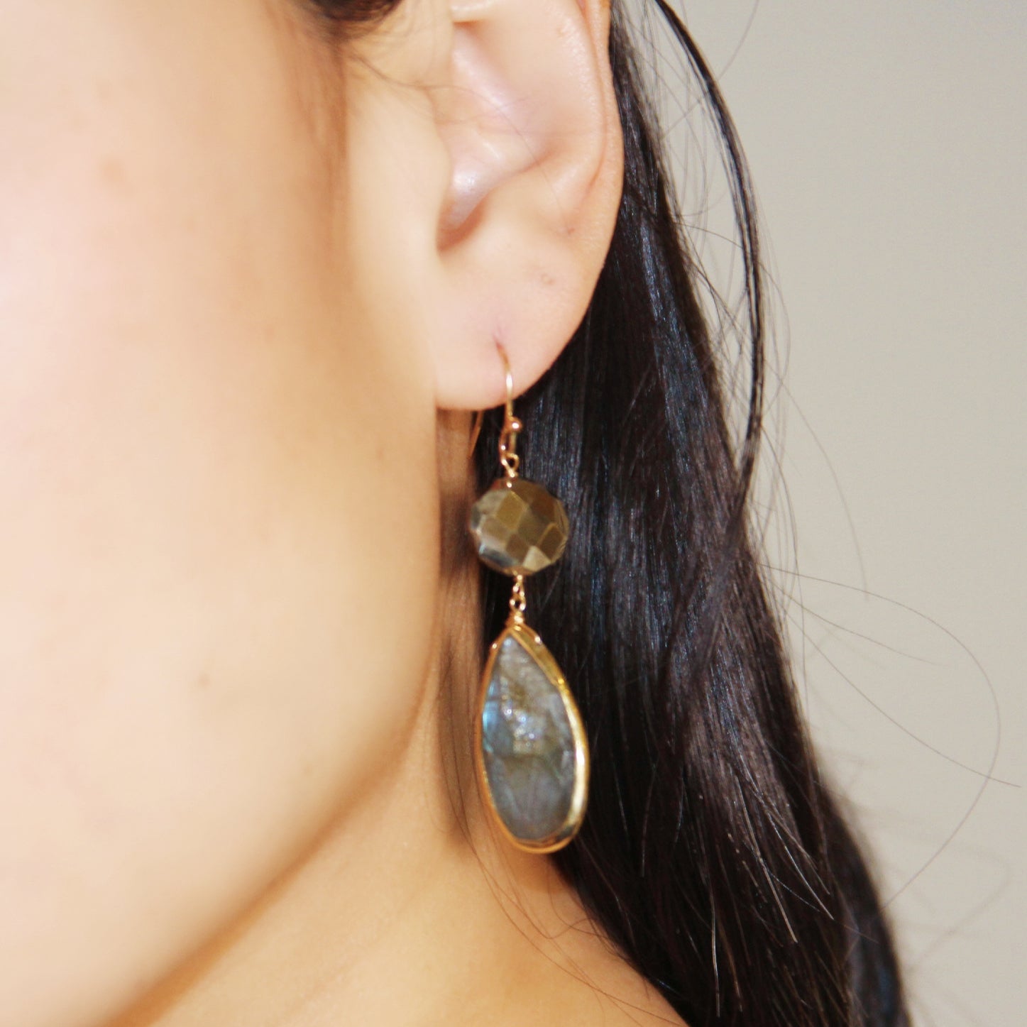 Alexa Labradorite Earrings - Pyrite