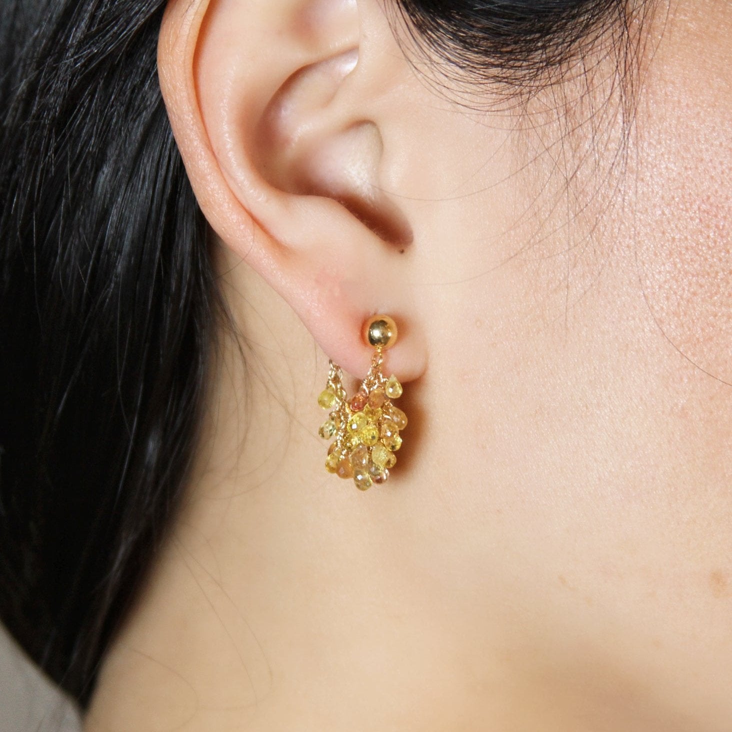 Yellow Sapphire & Citrine Little Hoops