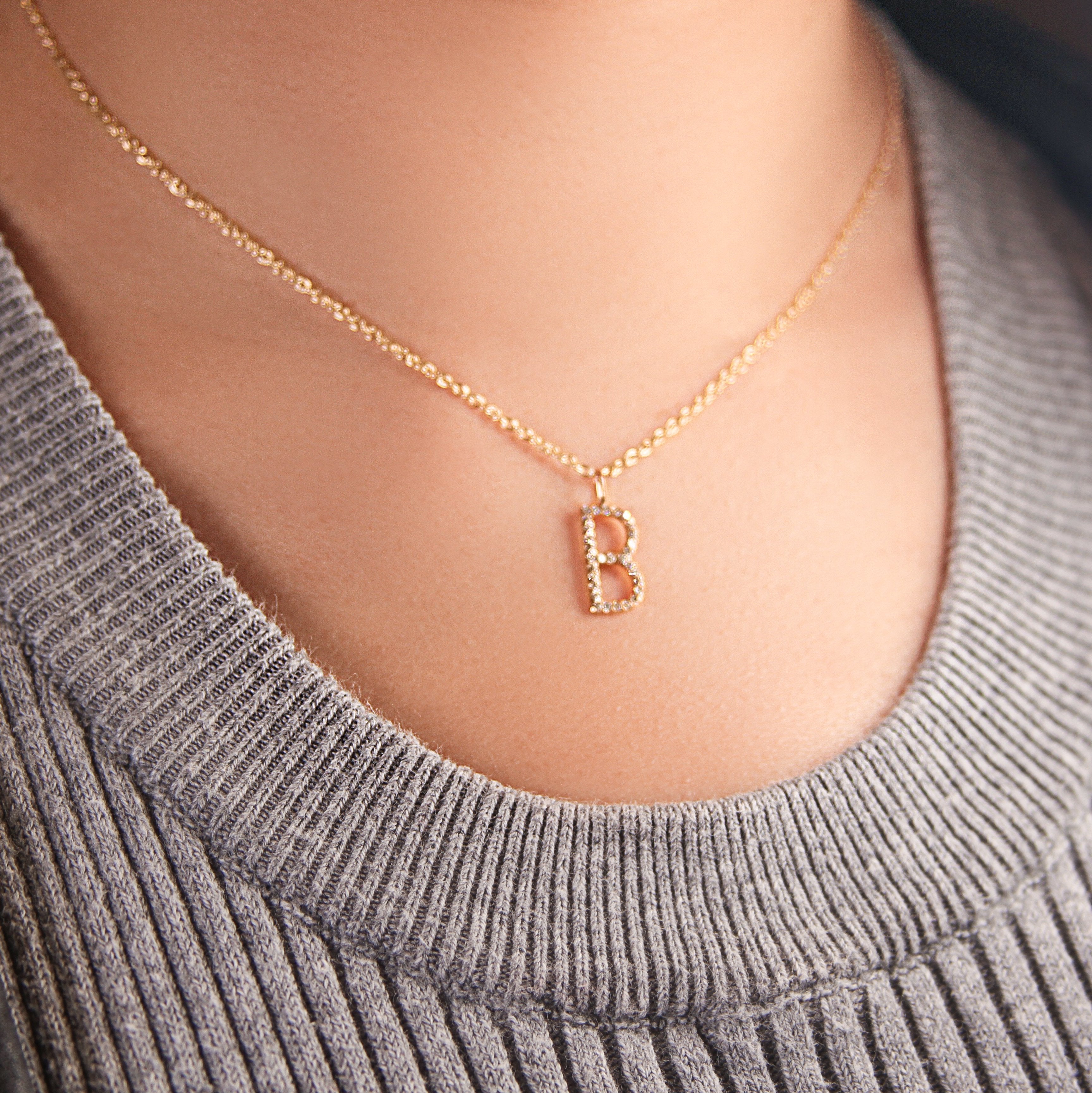 Diamond Initial Necklace in 14k