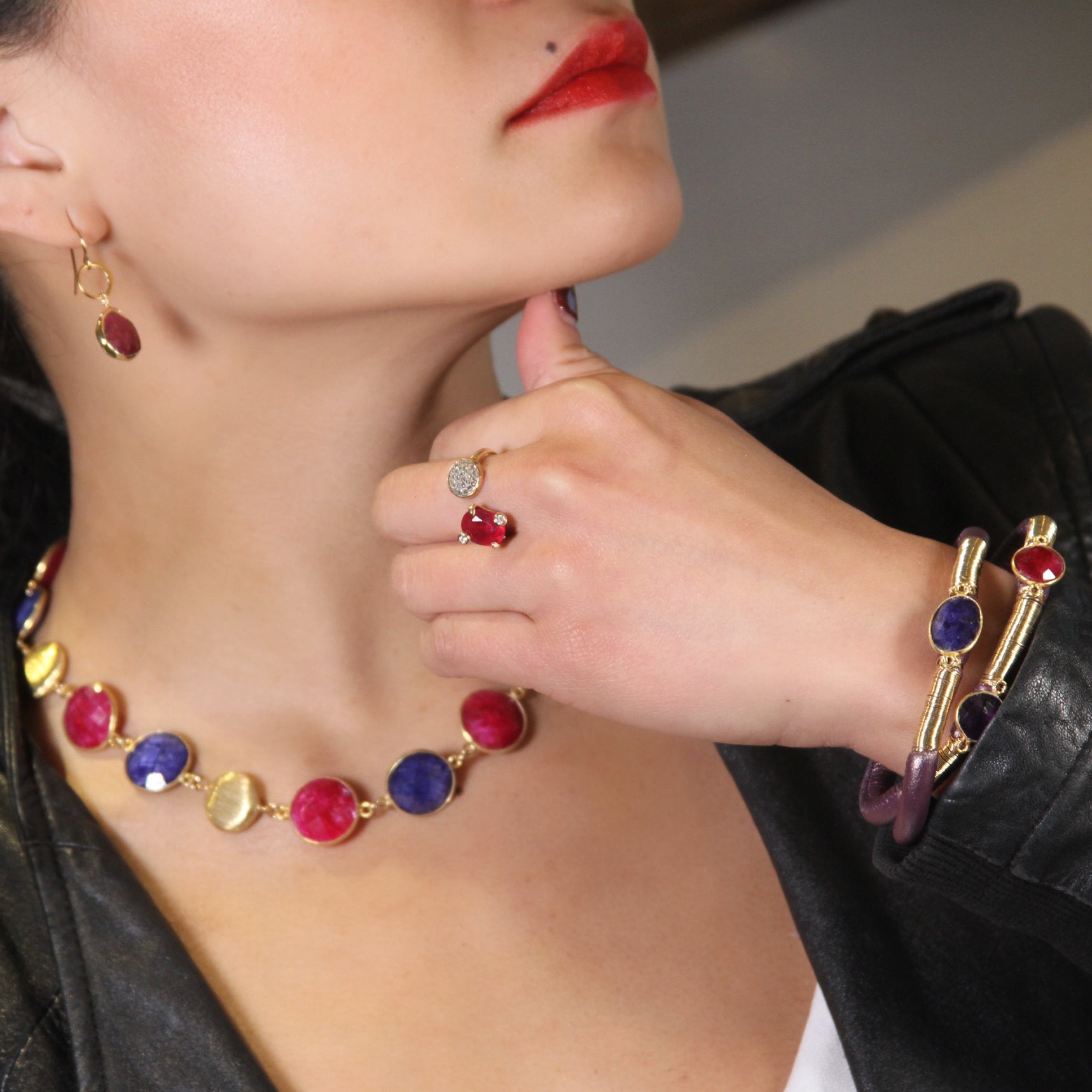 Gemini Ring - Natural Ruby & Diamond