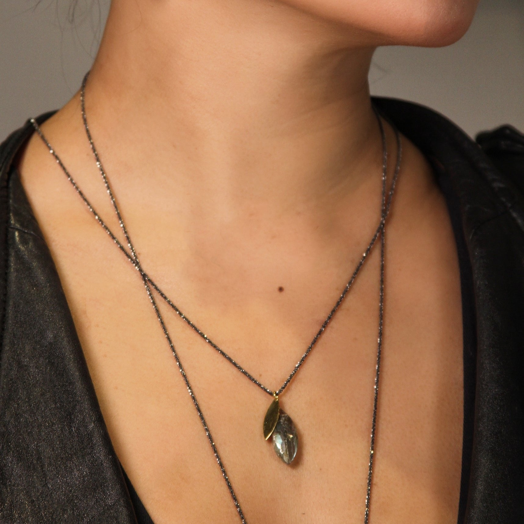 Leaf Gem Necklace - Labradorite