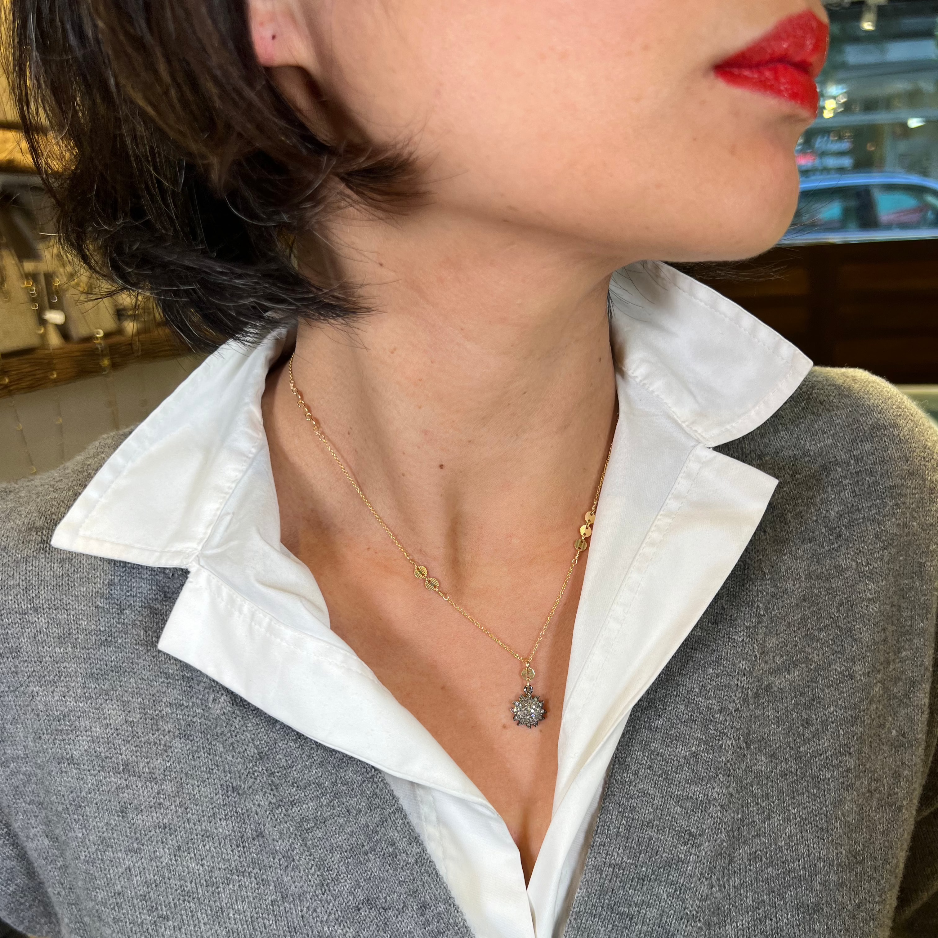 Pave Diamond Sunburst Necklace