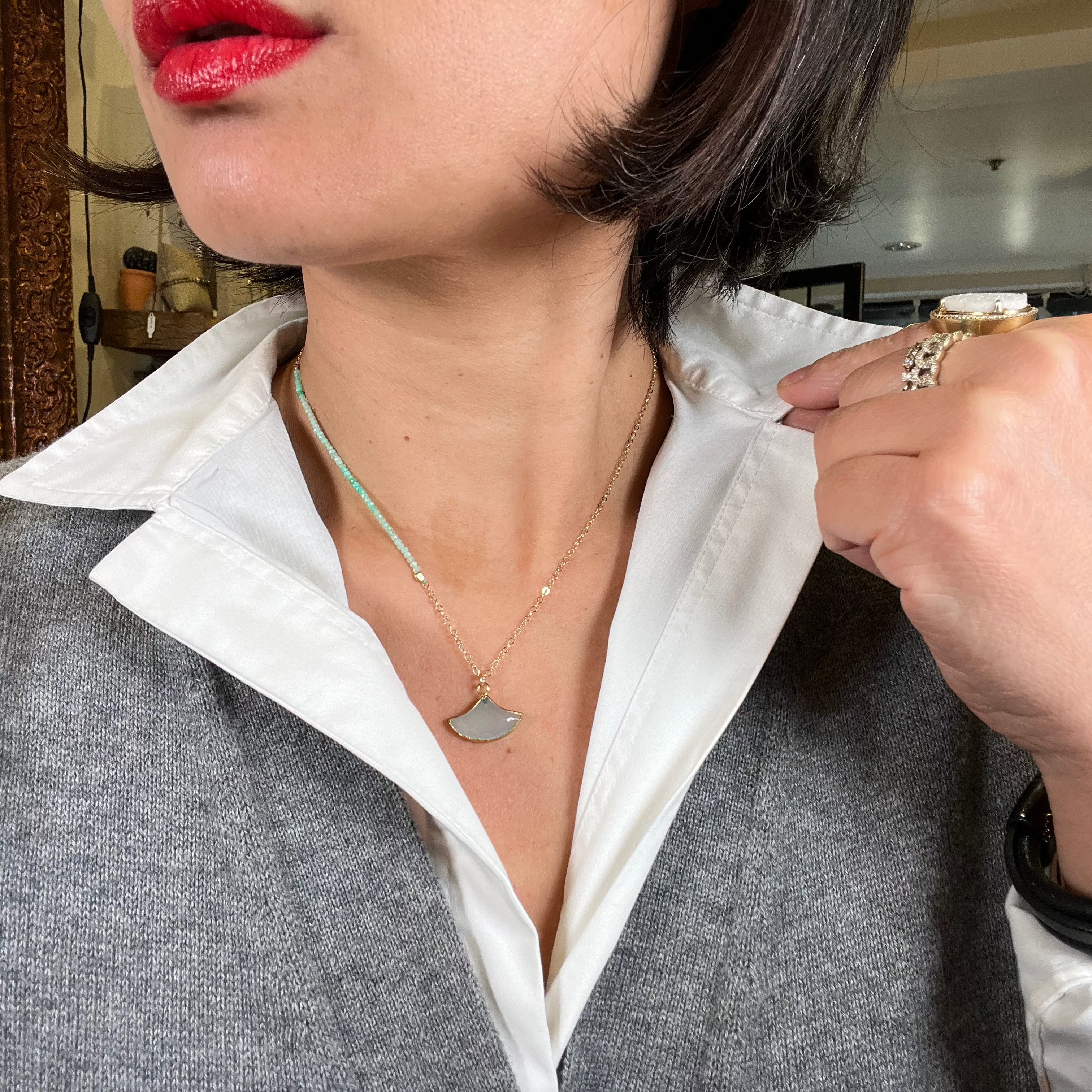 Ana Aqua Gem Chain Necklace