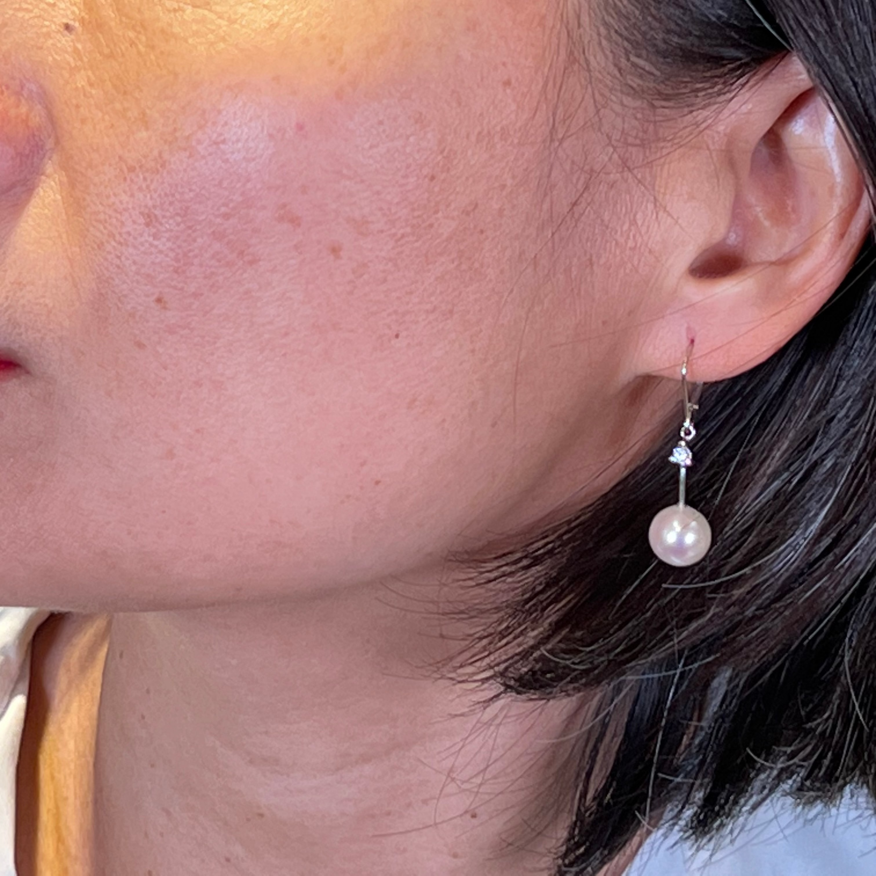 Pearl Dangle Earrings In 14k White Gold