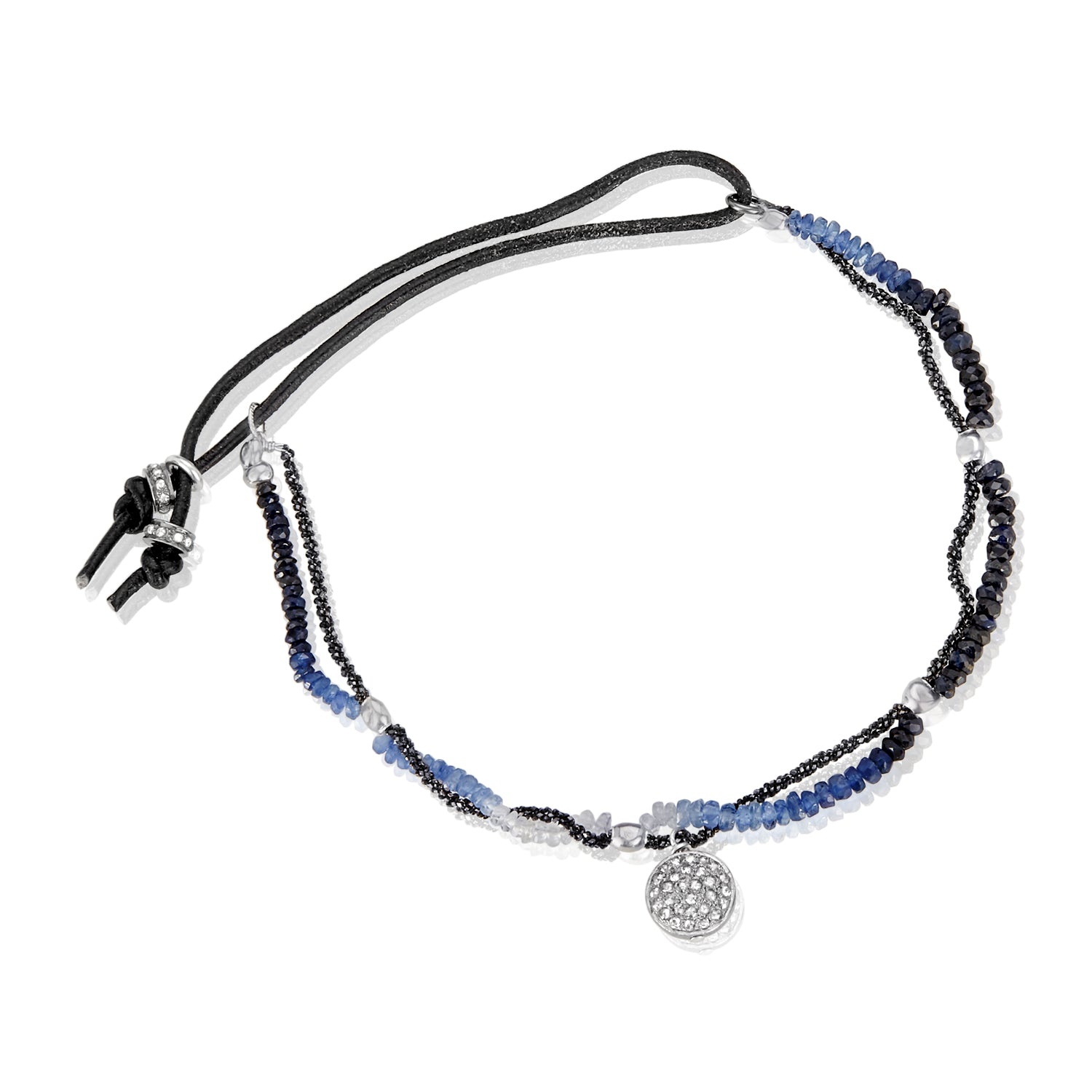 Burmese Sapphire Leather Tied Bracelet