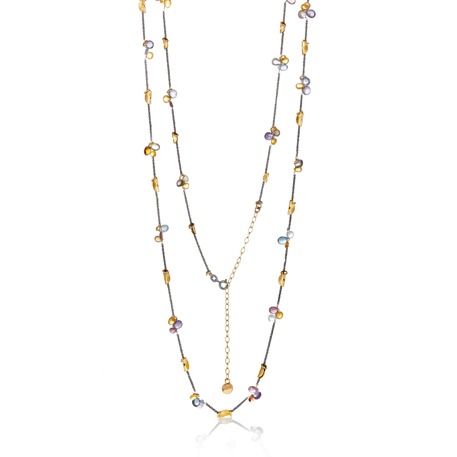 Half Moon Petal With Gem Necklace