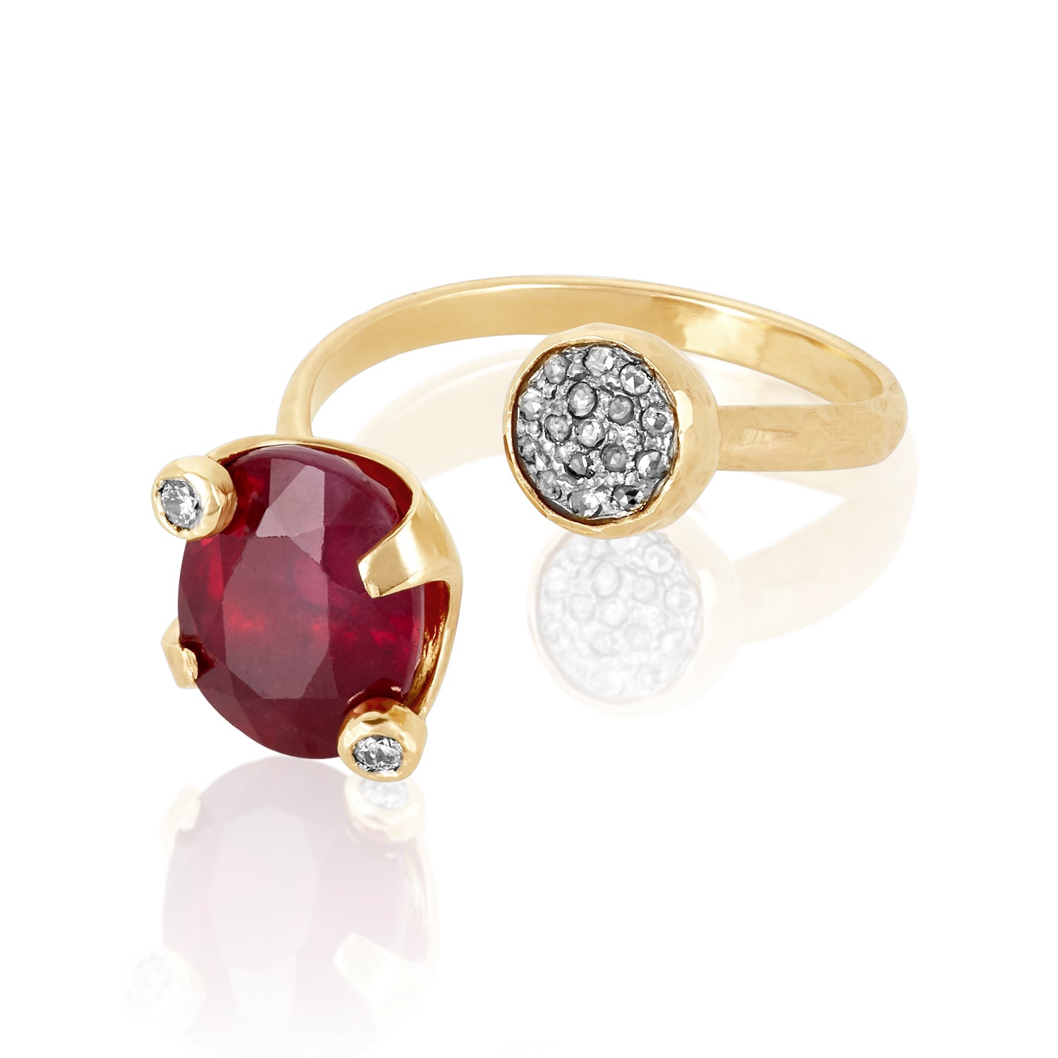 Gemini Ring - Natural Ruby & Diamond
