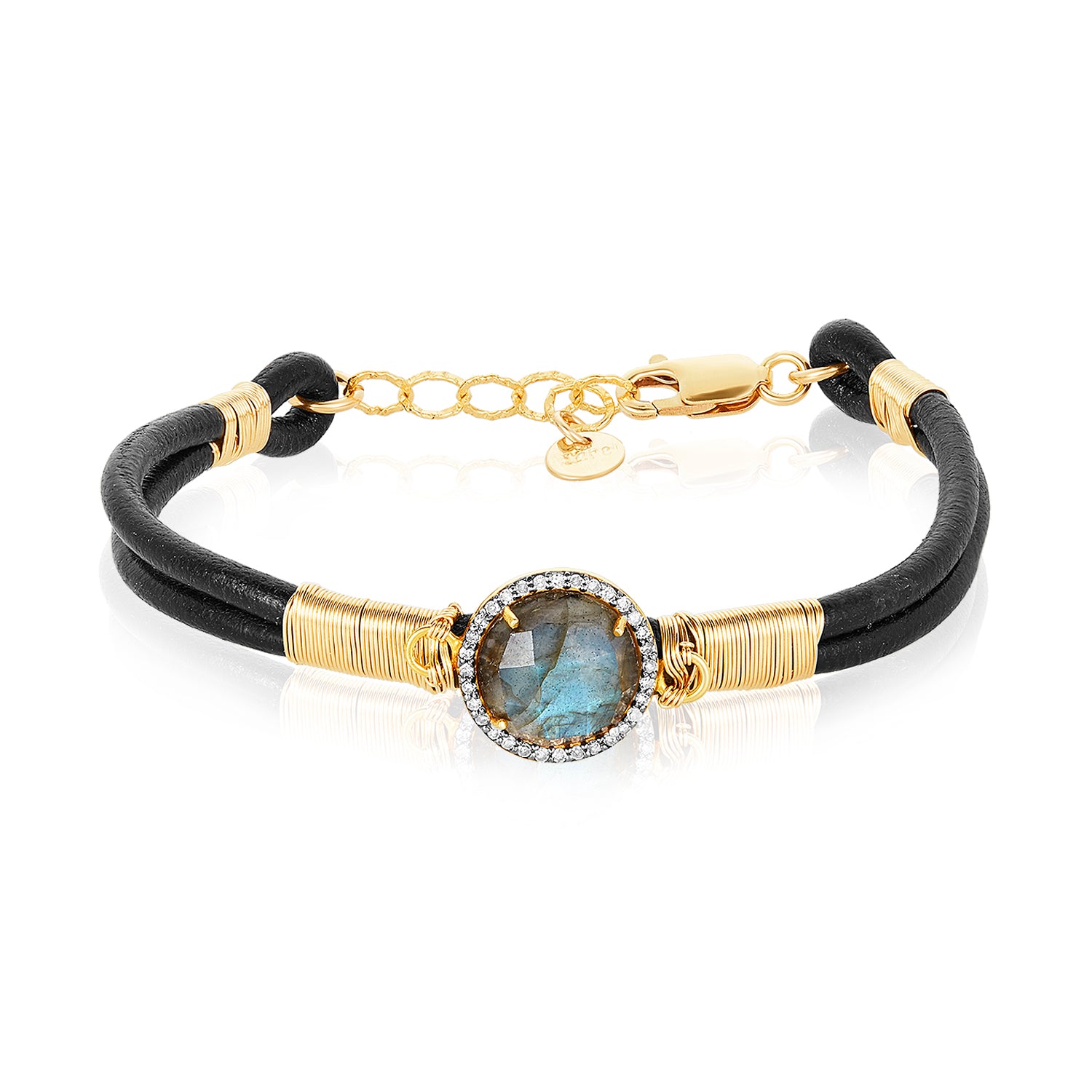 Labradorite Double Thin Leather Bracelet