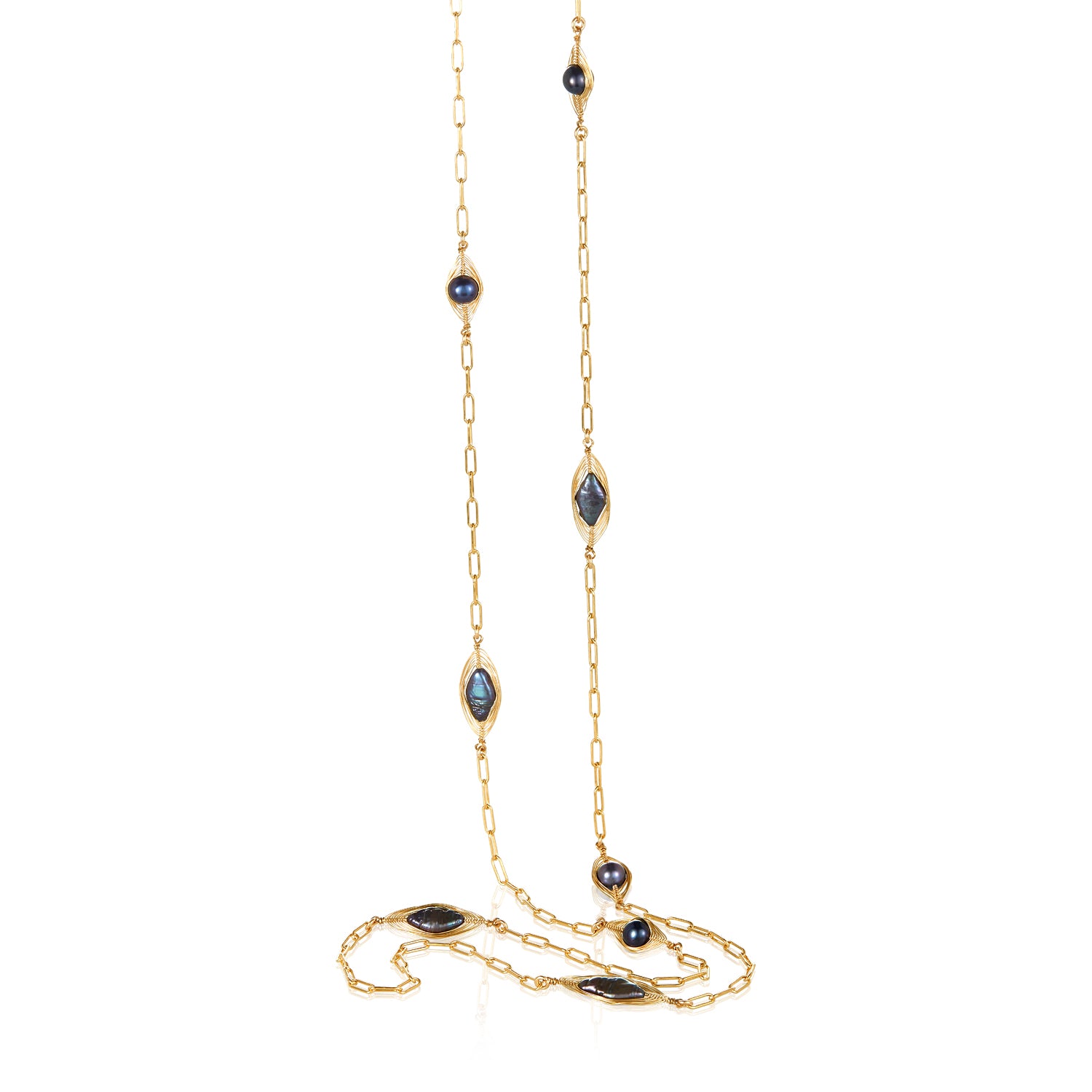 Hagia Pearl Paperclip Long Necklace