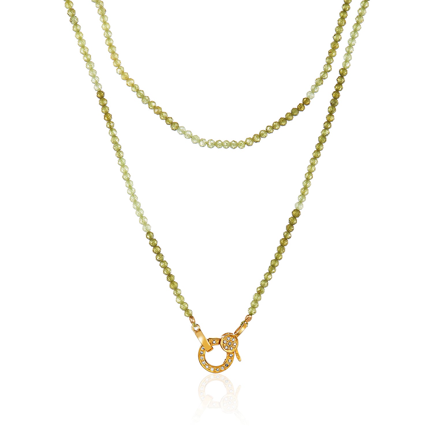 Polly Green Garnet Pave Diamond Lock Necklace