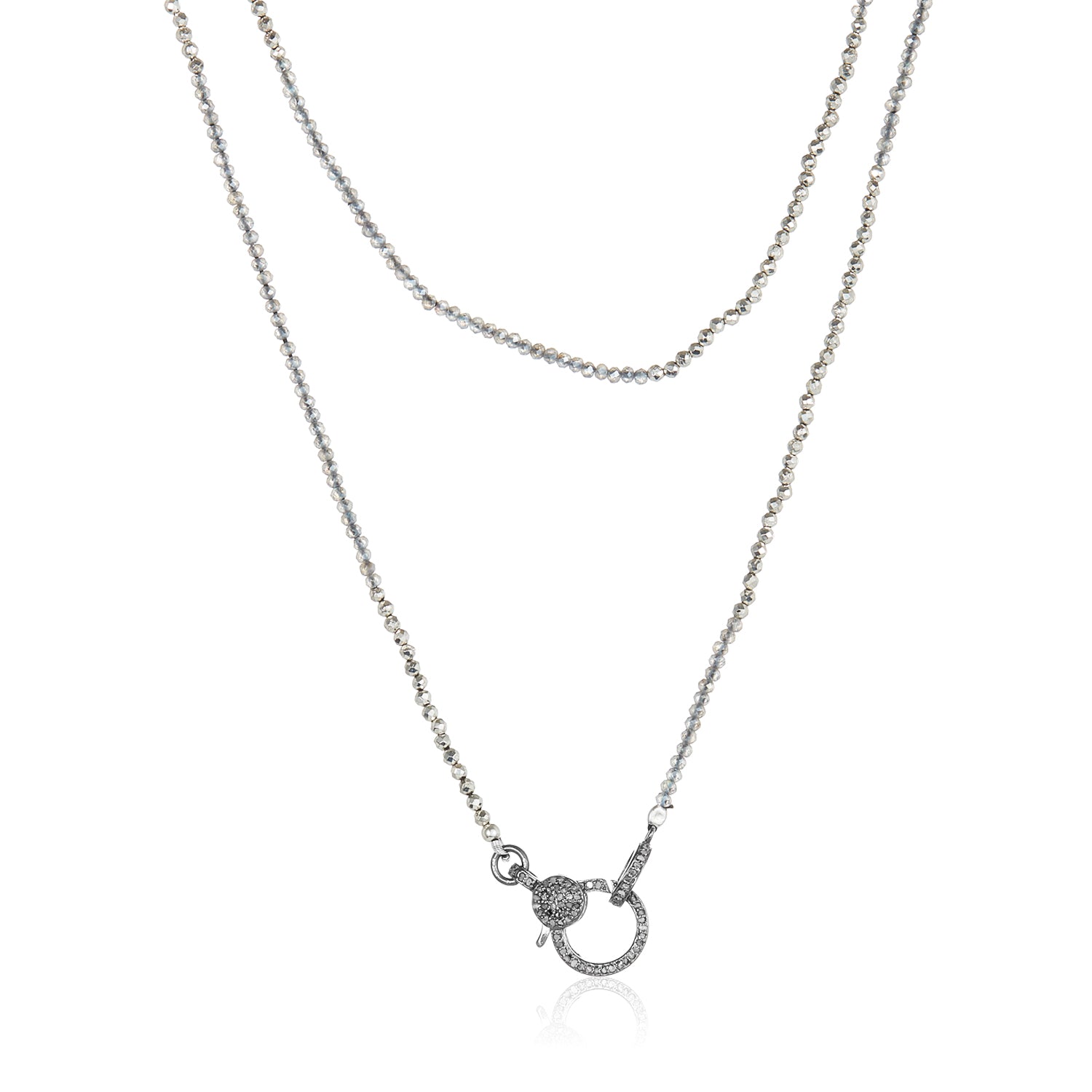 Polly Pyrite Pave Diamond Lock Necklace