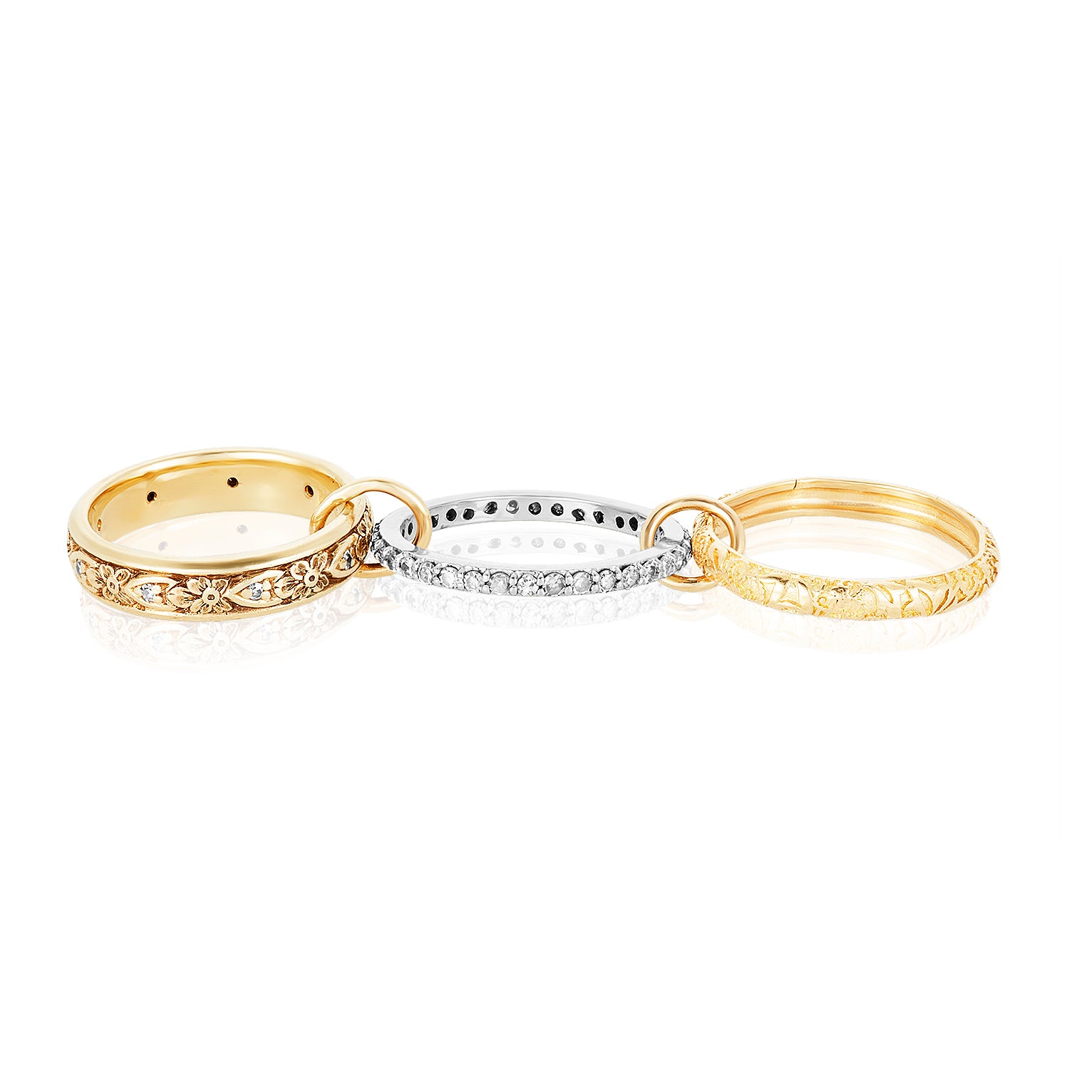Trio Gold Three-Link Diamond Ring 14k