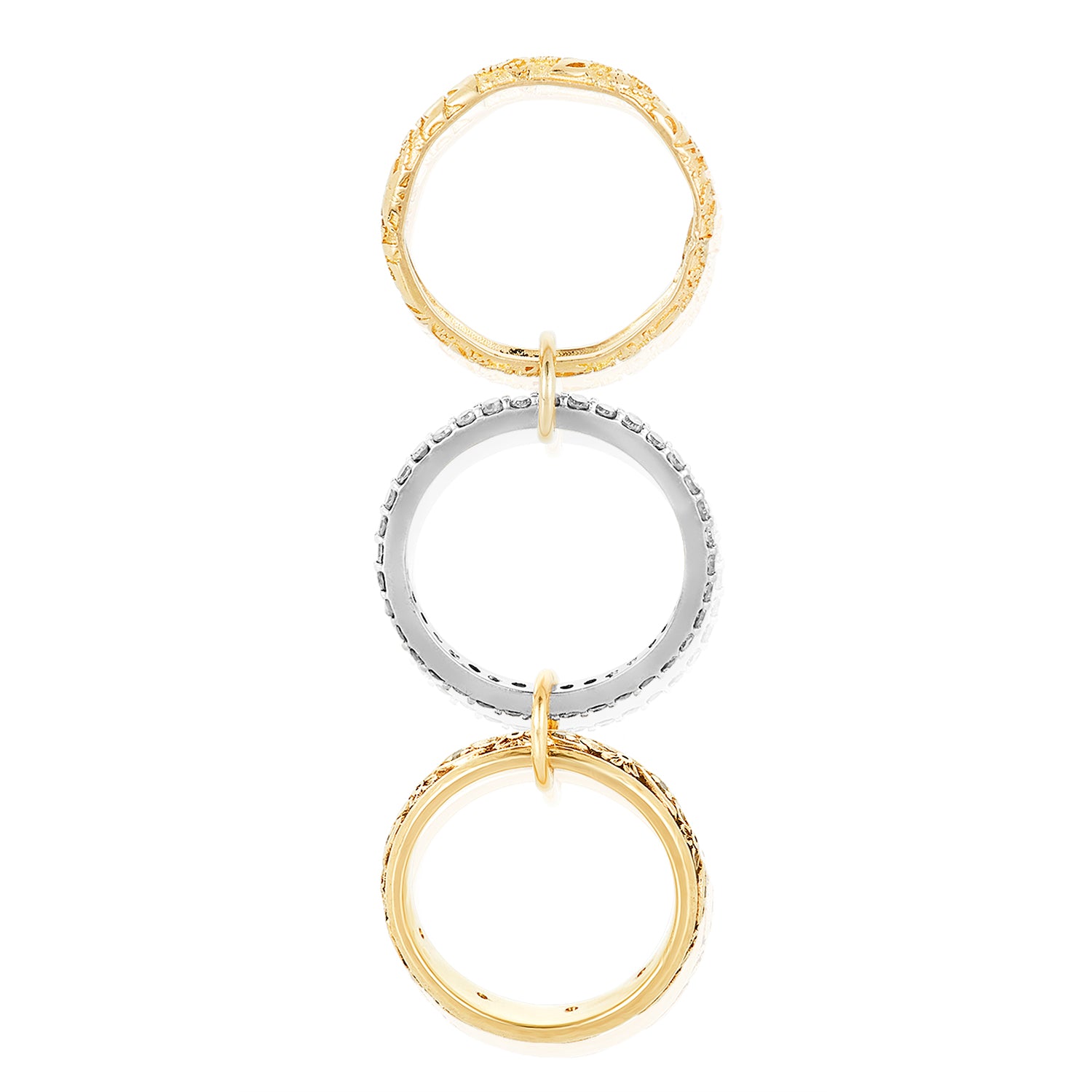 Trio Gold Three-Link Diamond Ring 14k