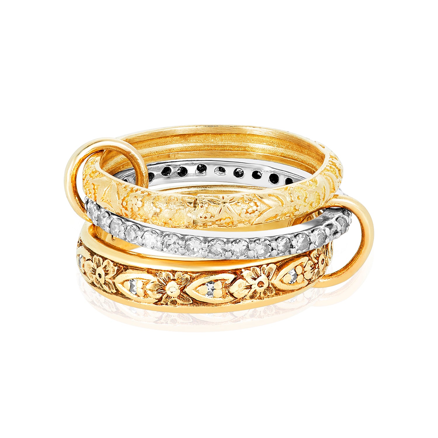 Trio Gold Three-Link Diamond Ring 14k