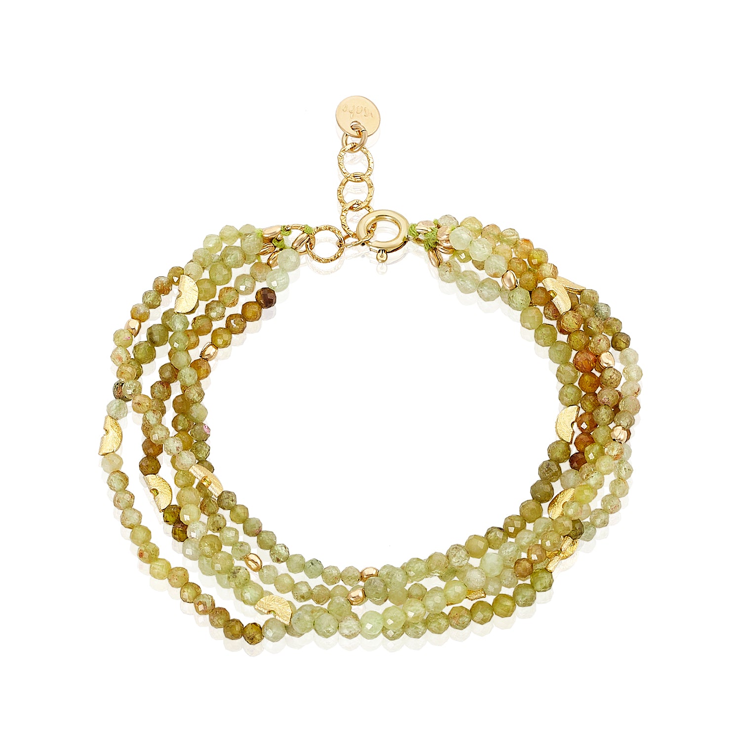 Half Moon Multi-strand Bracelet - Green Garnet
