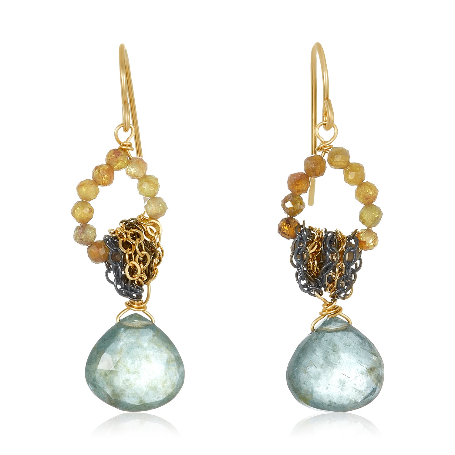 Gem Ring Aqua Drop Earrings