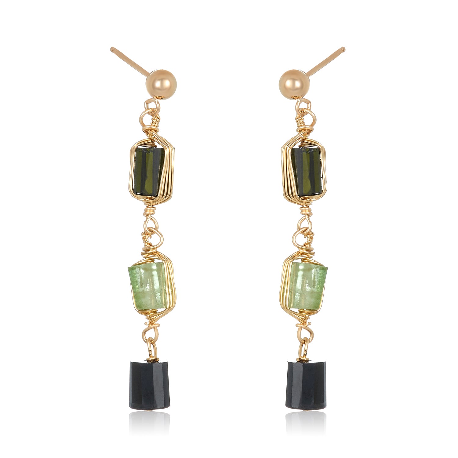 Rosy Trio Tourmaline Earrings