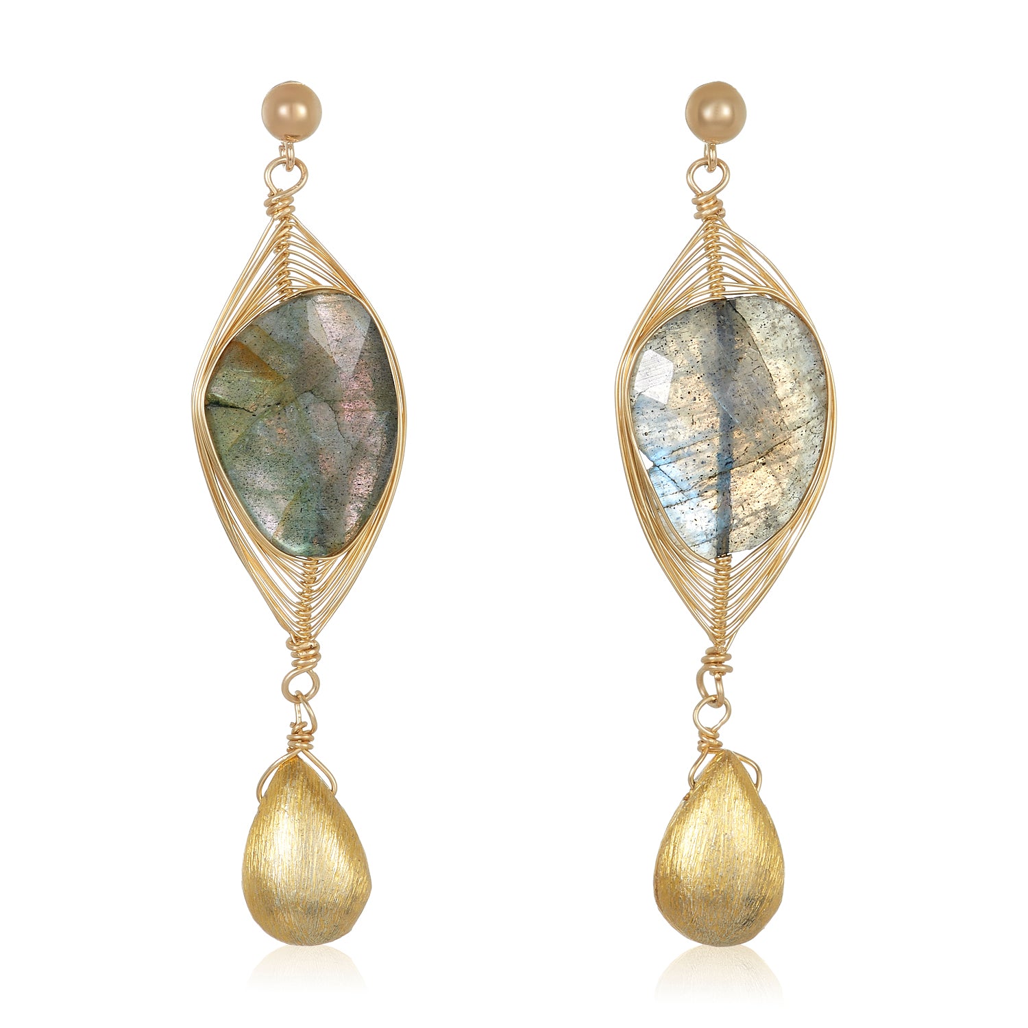 Lily Gem Wired Gold Drop Earrings