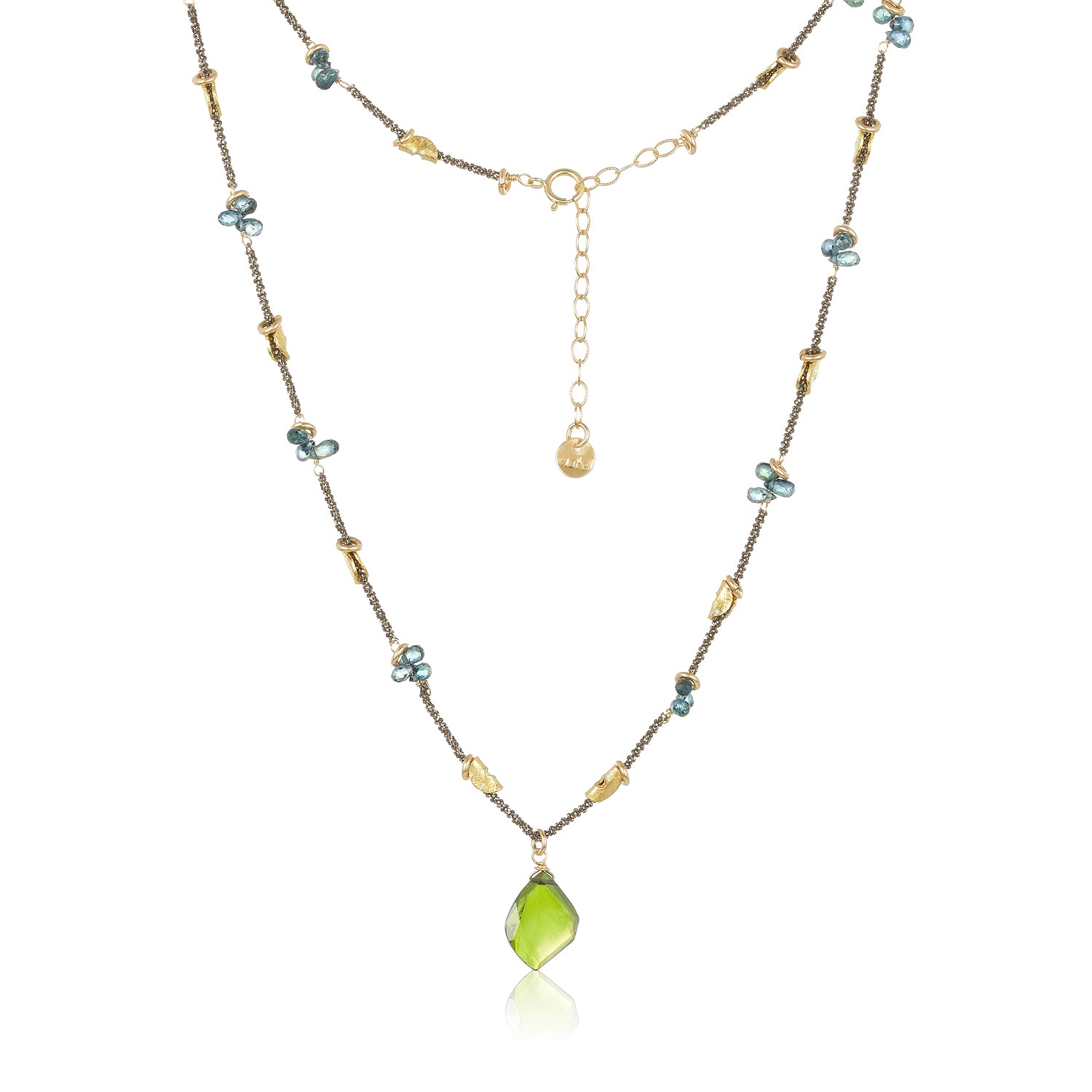 Half Moon Petal Gem Drop Silver Necklace II