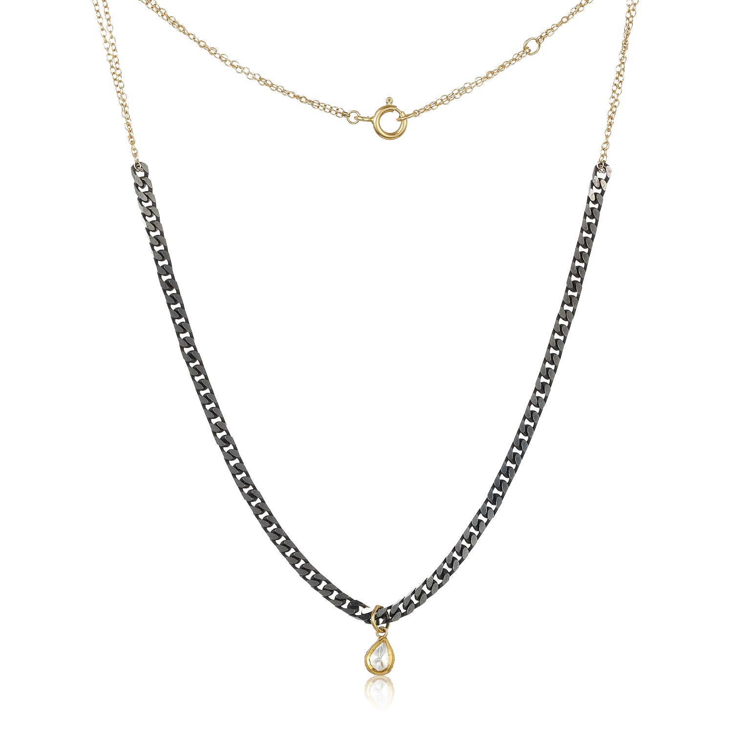 Polki Diamond Oxidized Gold Necklace