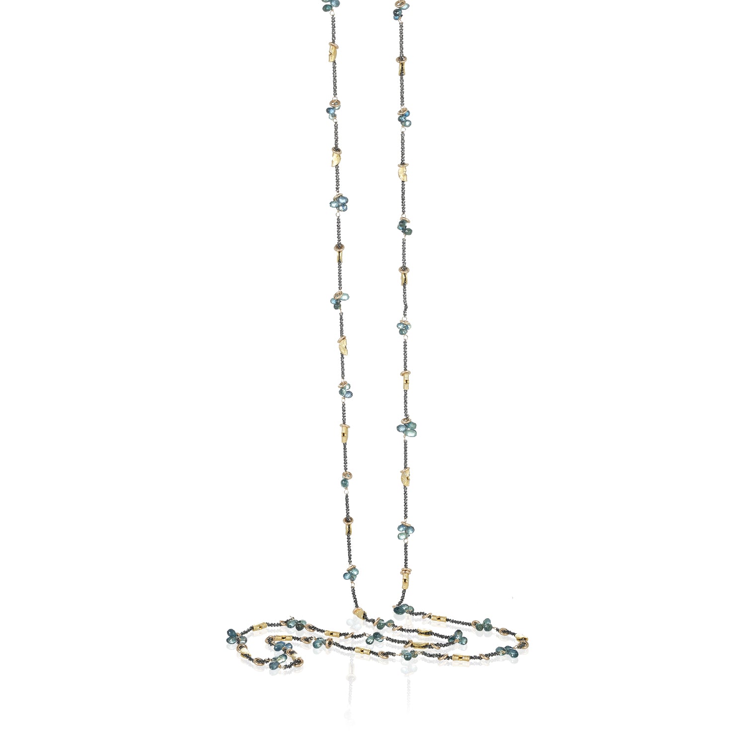 Half Moon Petal Sapphire Necklace - Long