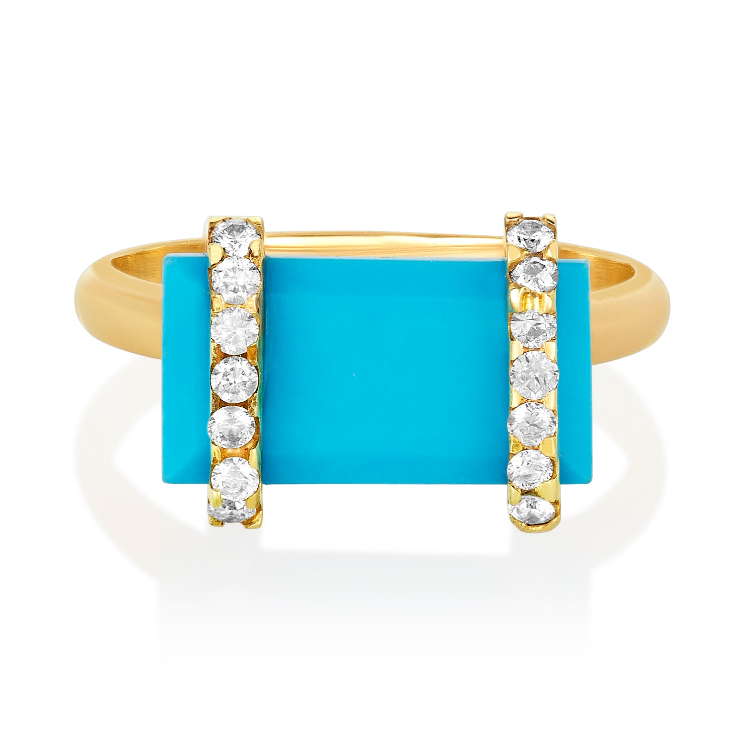 Rectangle Turquoise Diamond Ring