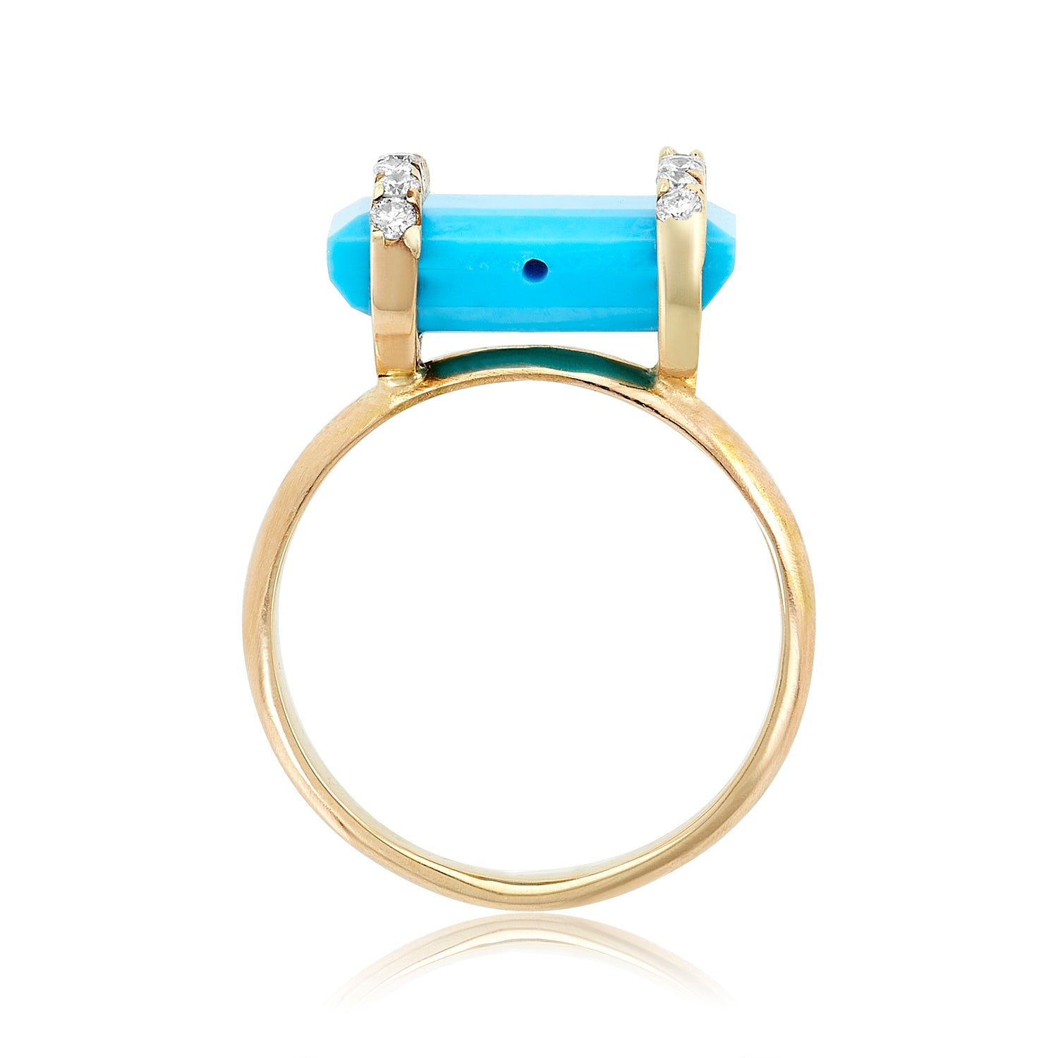 Rectangle Turquoise Diamond Ring
