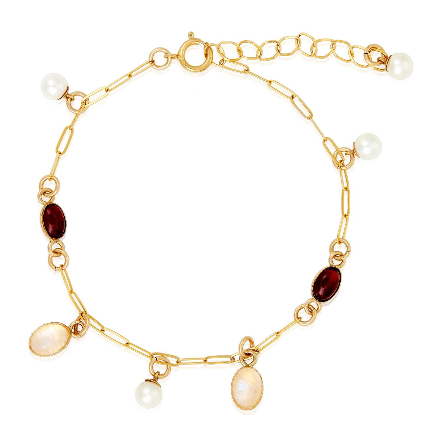 Garnet Pearl Paperclip Bracelet