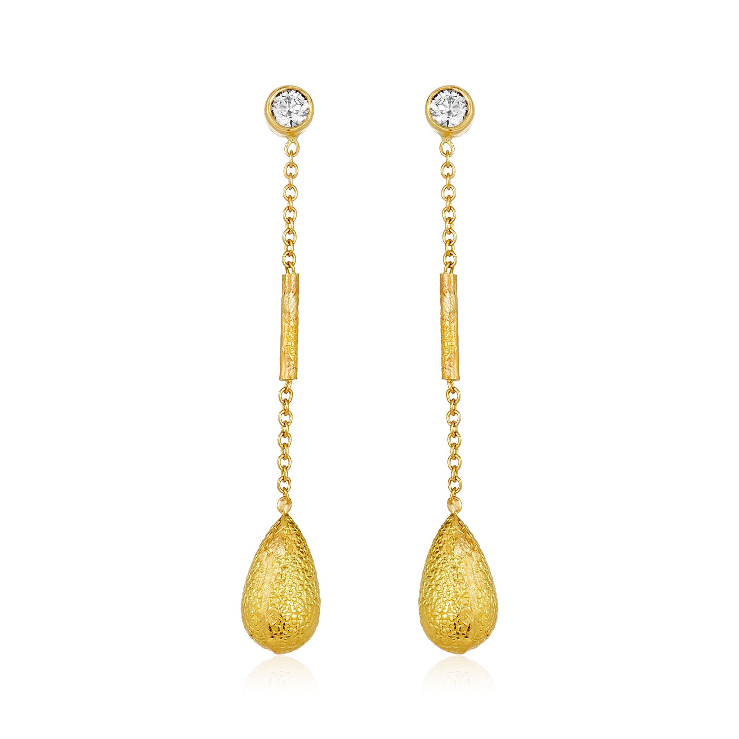 Golden Egg Link Diamond Earrings in 18k