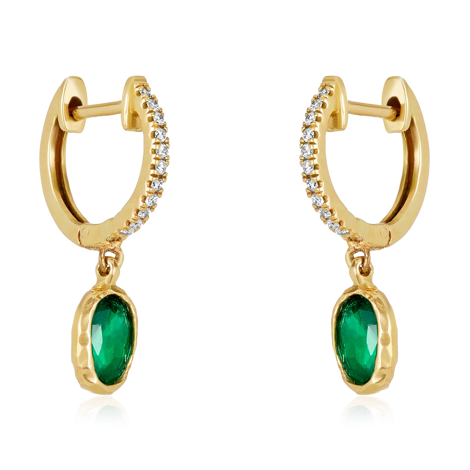 Diamond Hoops Emerald Drops