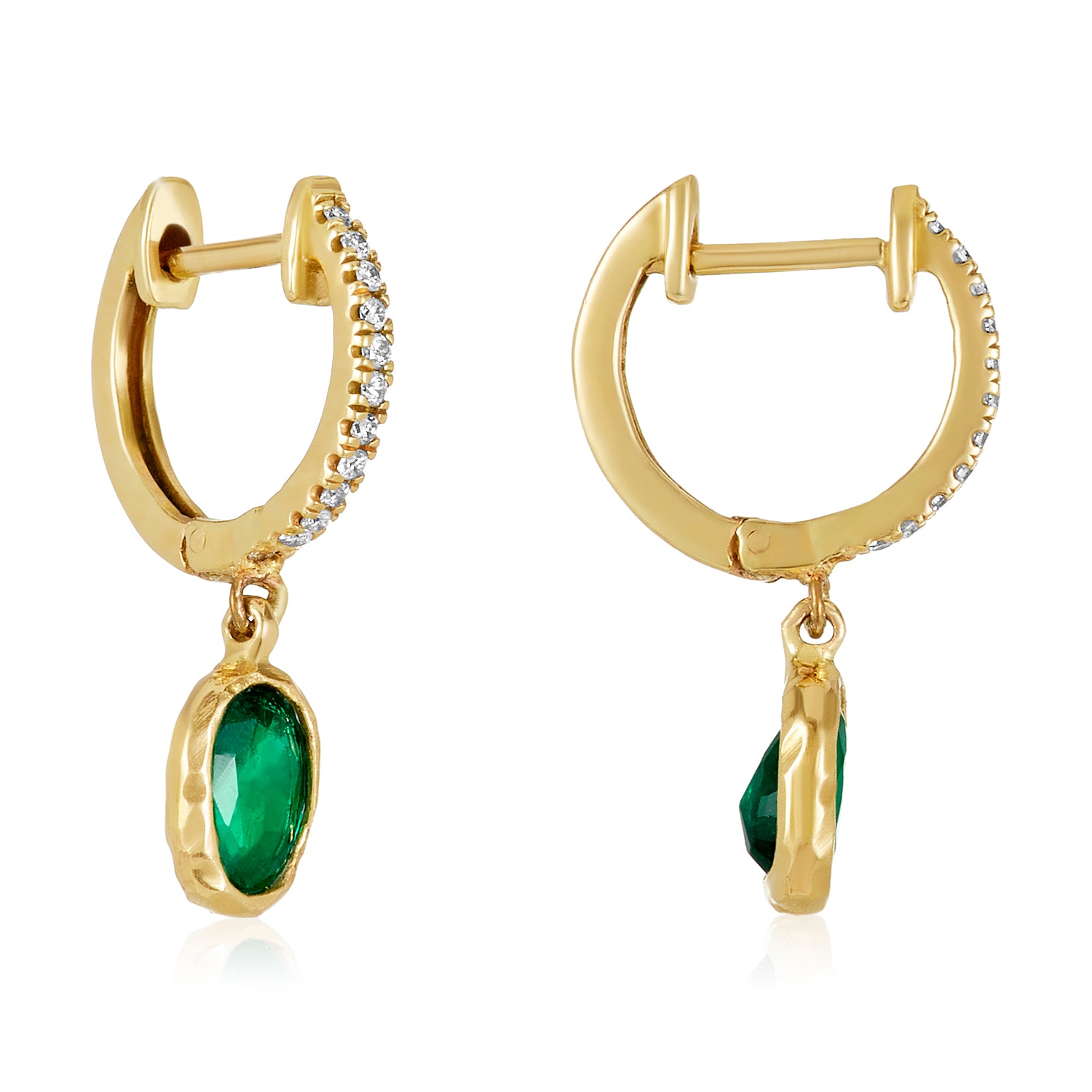 Diamond Hoops Emerald Drops