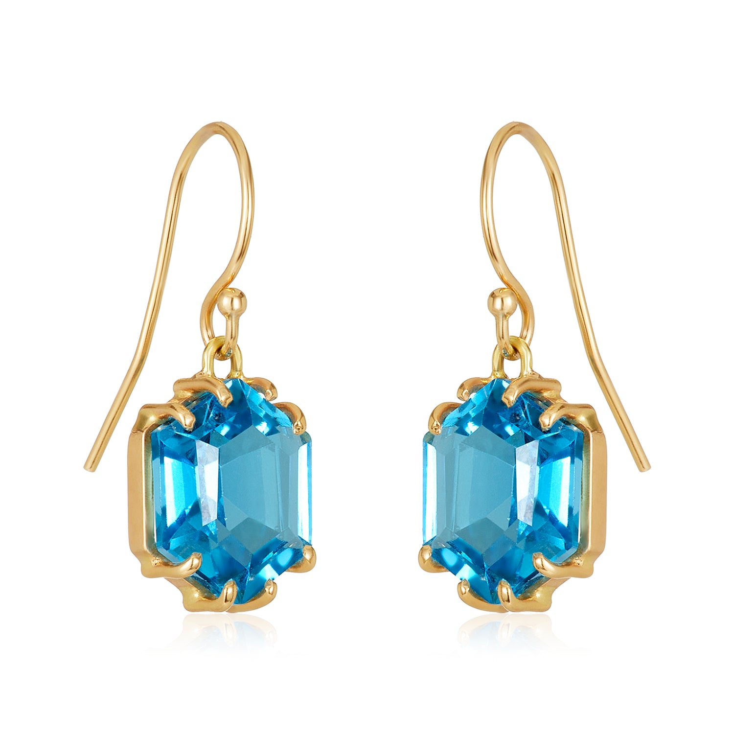 Blue Topaz Dangling Diamond Post Earrings by Mabel Chong | Unique Handmade Earrings | Fine Jewelry for Women