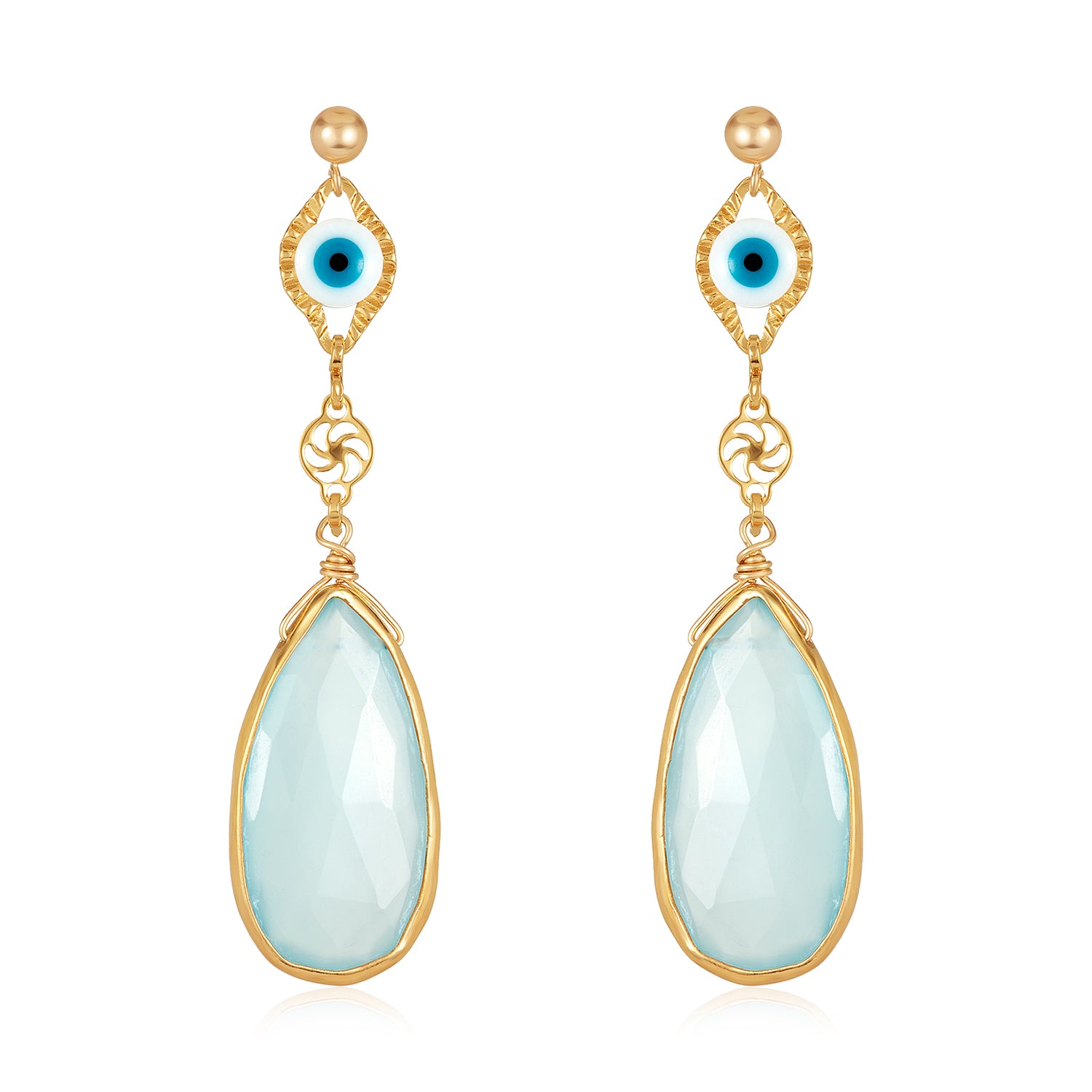Evil Eye Gem Drop Earrings