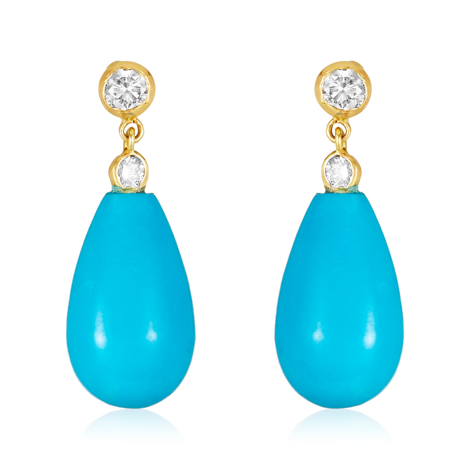 Arizona Turquoise Drop Earrings In 14K