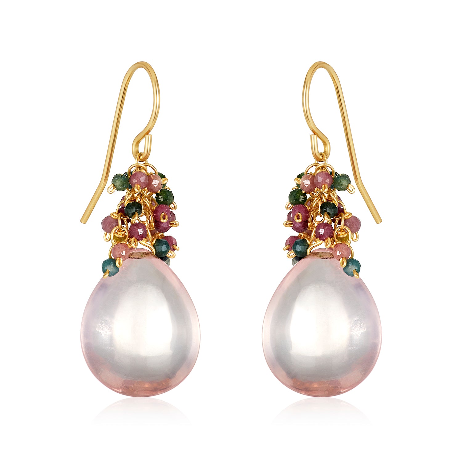 Tourmaline Clusters Gem Drop Earrings
