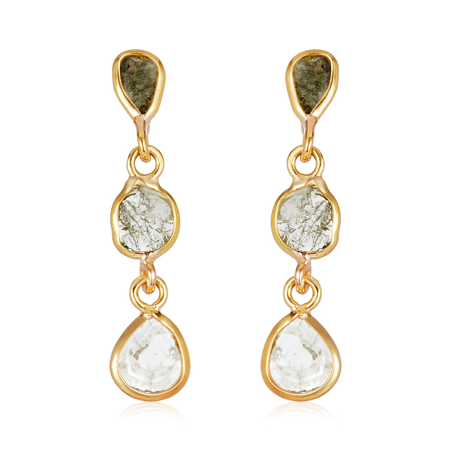 Slice Diamond Trio Earrings in 18k