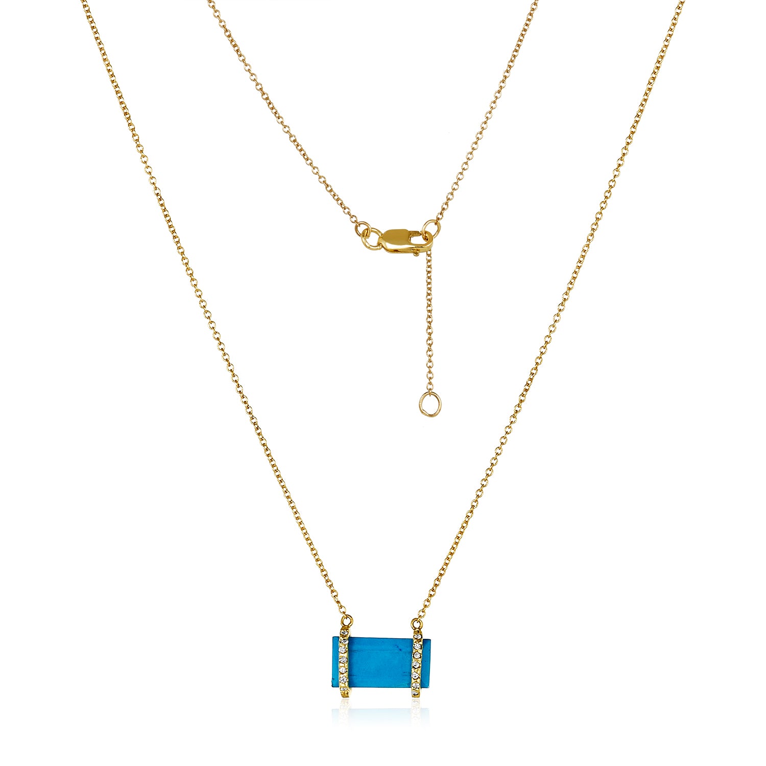 Turquoise Diamond Necklace In 14K