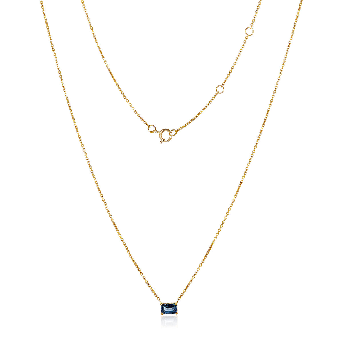 Petite Rectangle Sapphire Bezel 14k Gold Necklace | Mabel Chong