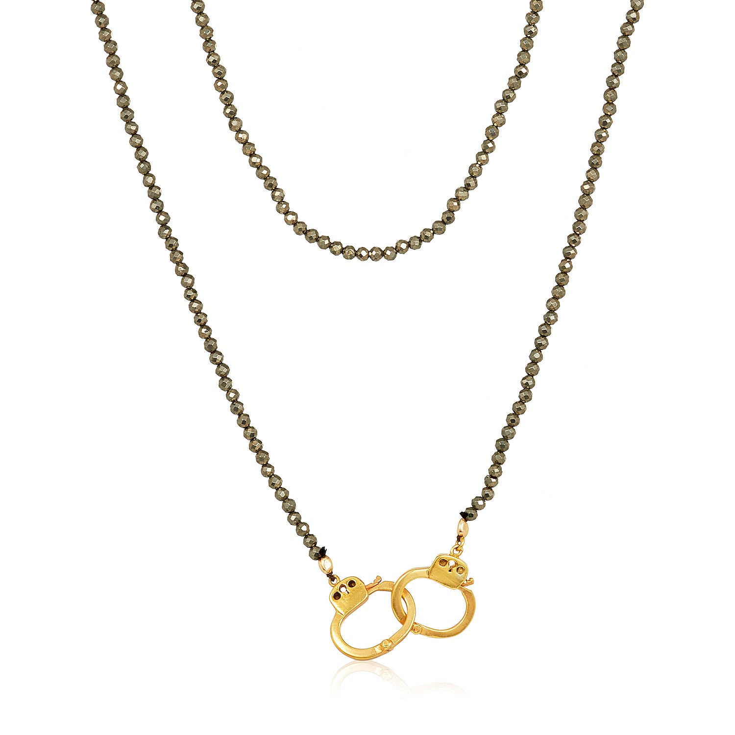 Pyrite Necklace With Gold-Plated Handcuff