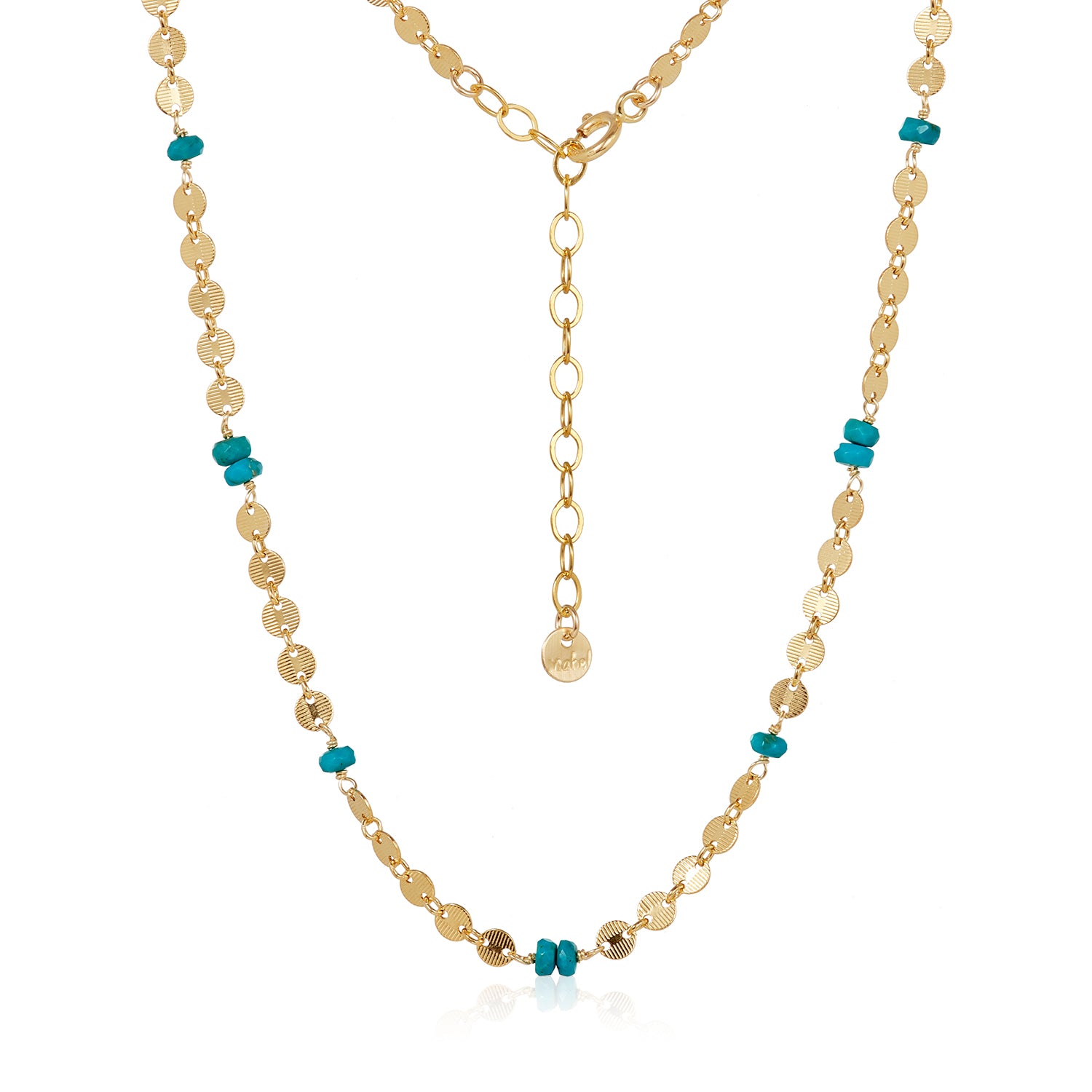Turquoise Gold Disc Necklace