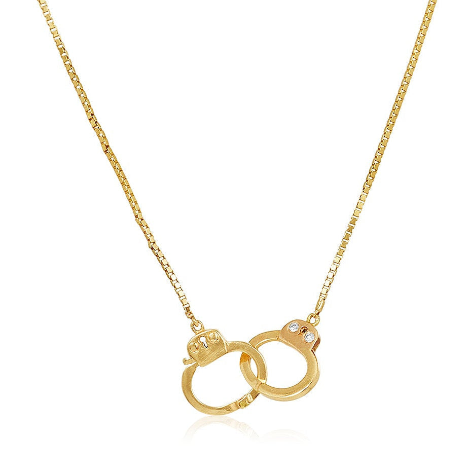 Diamond Gold Handcuff Necklace in 14k