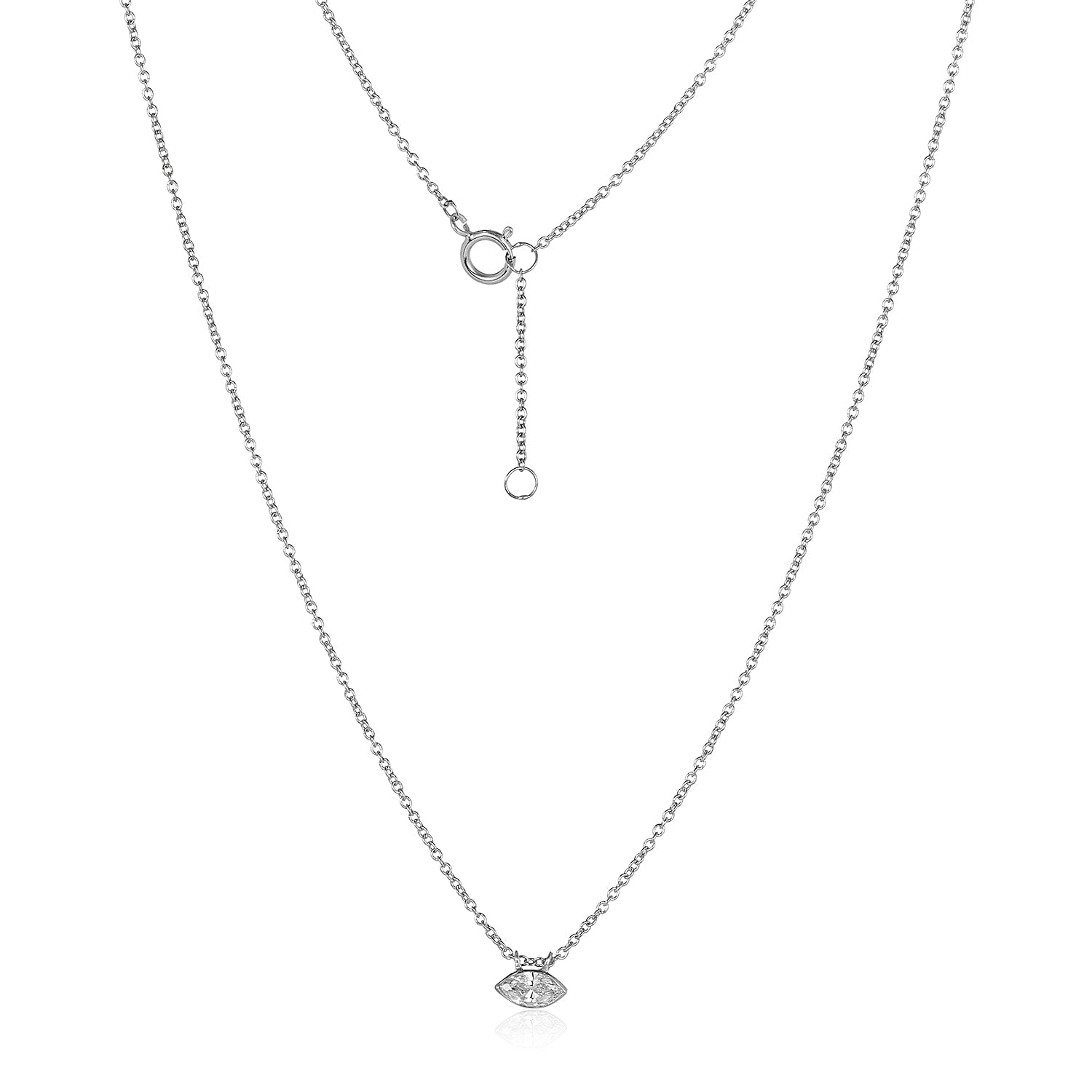 14k Marquise Diamond Necklace-Lab-grown