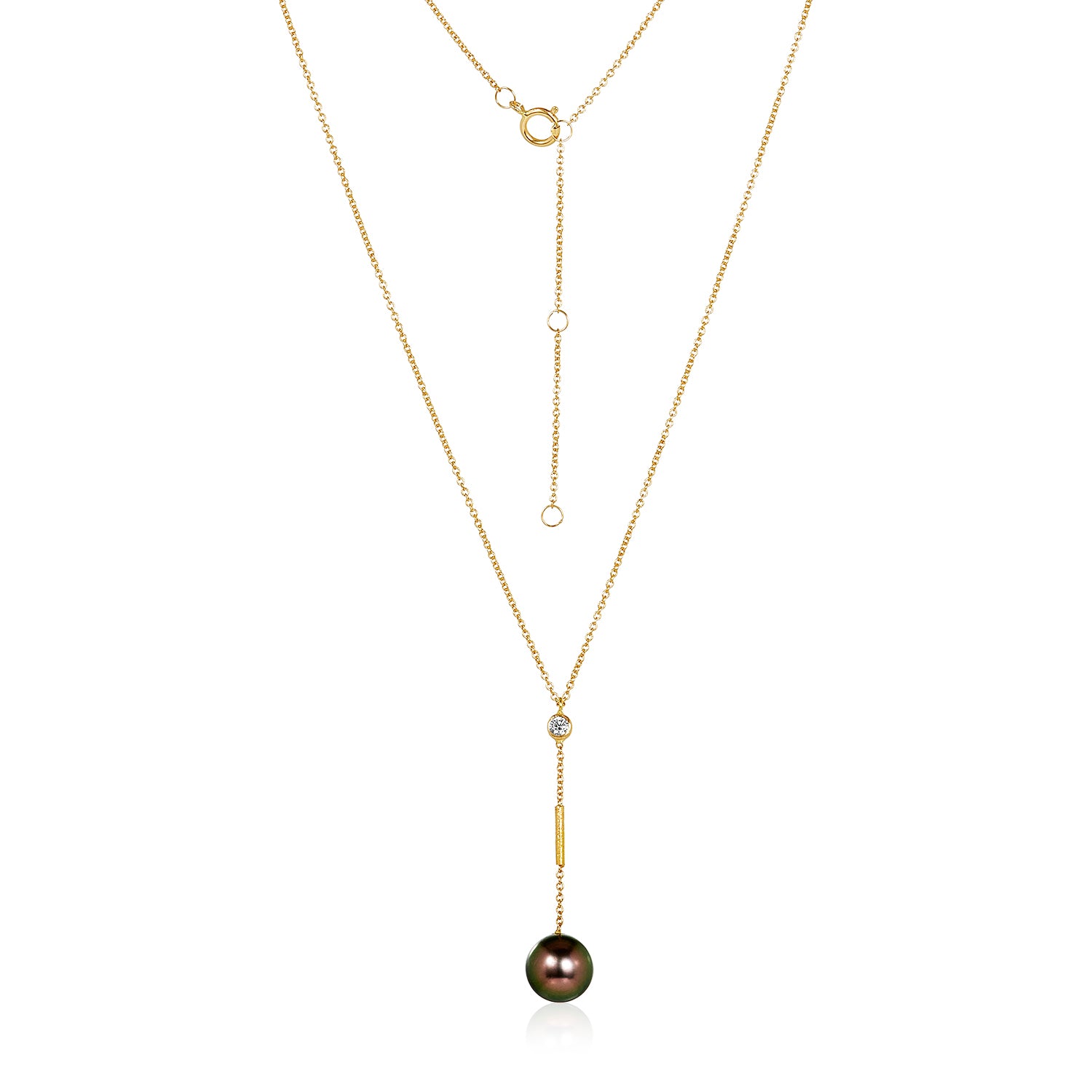 Tahitian Pearl Diamond Lariat Necklace