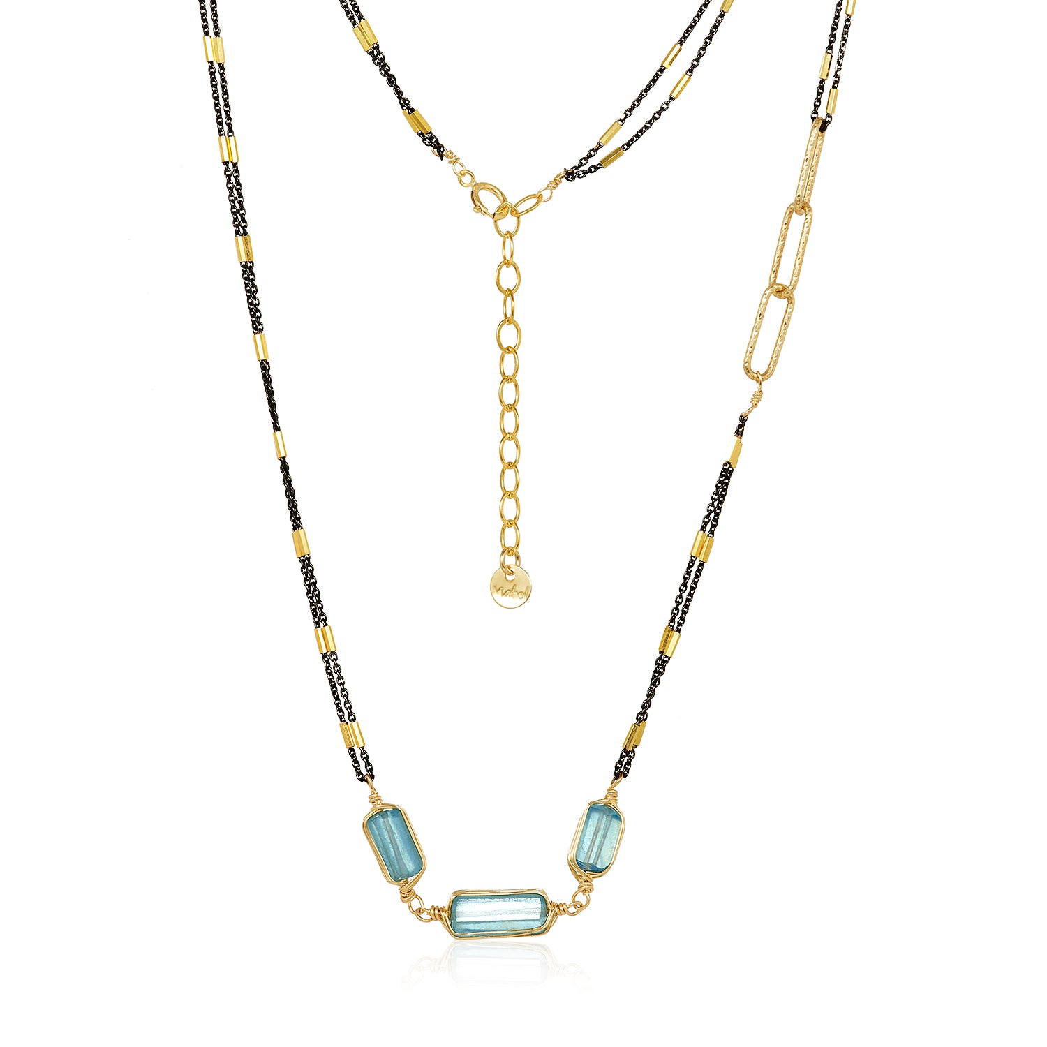 Rosy Trio Gem Mixed Metal Necklace