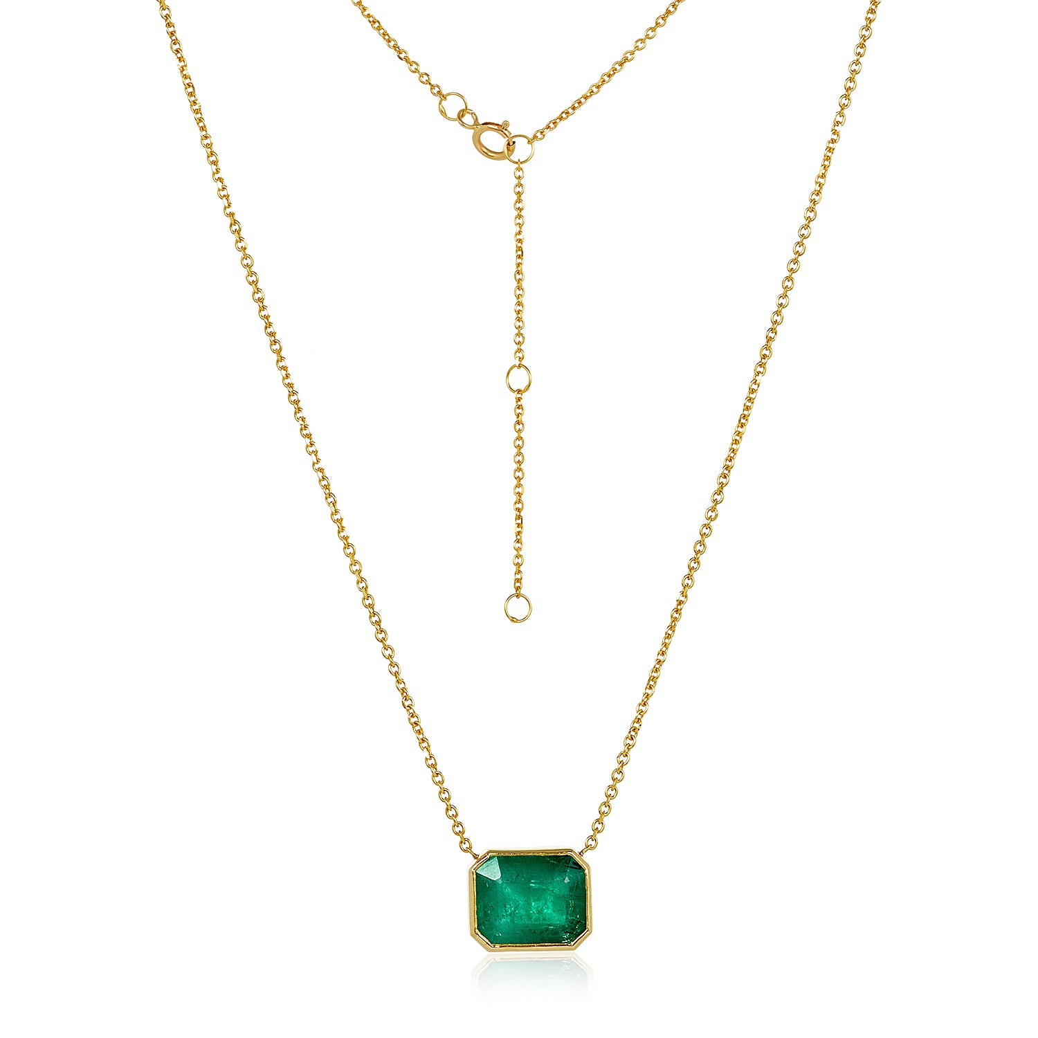Rectangle Emerald Necklace in 14k