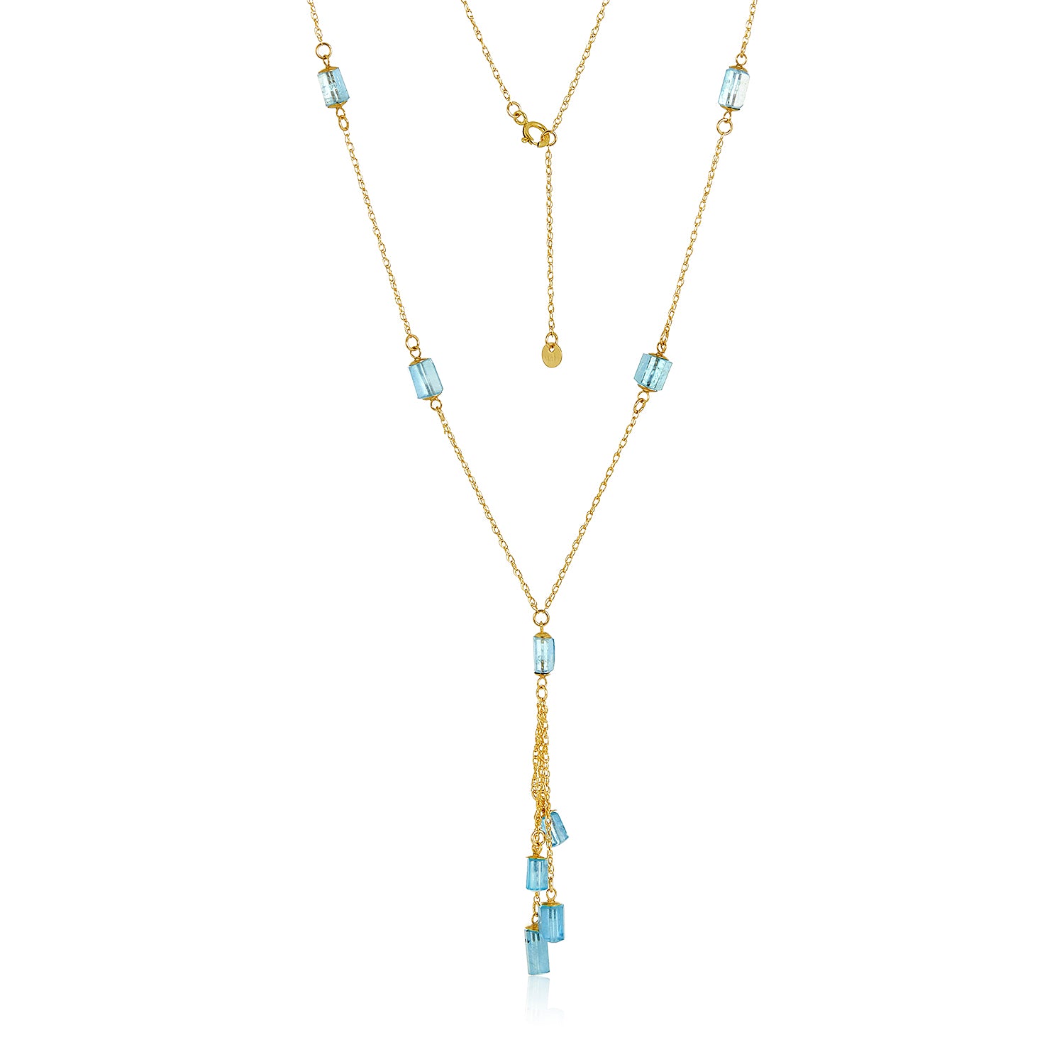 Aquamarine Cluster Drop Long Necklace