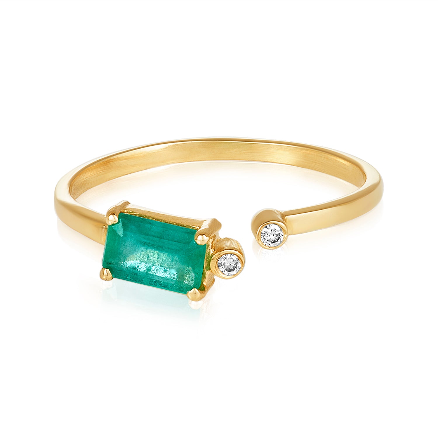Emerald Open End Diamond Ring