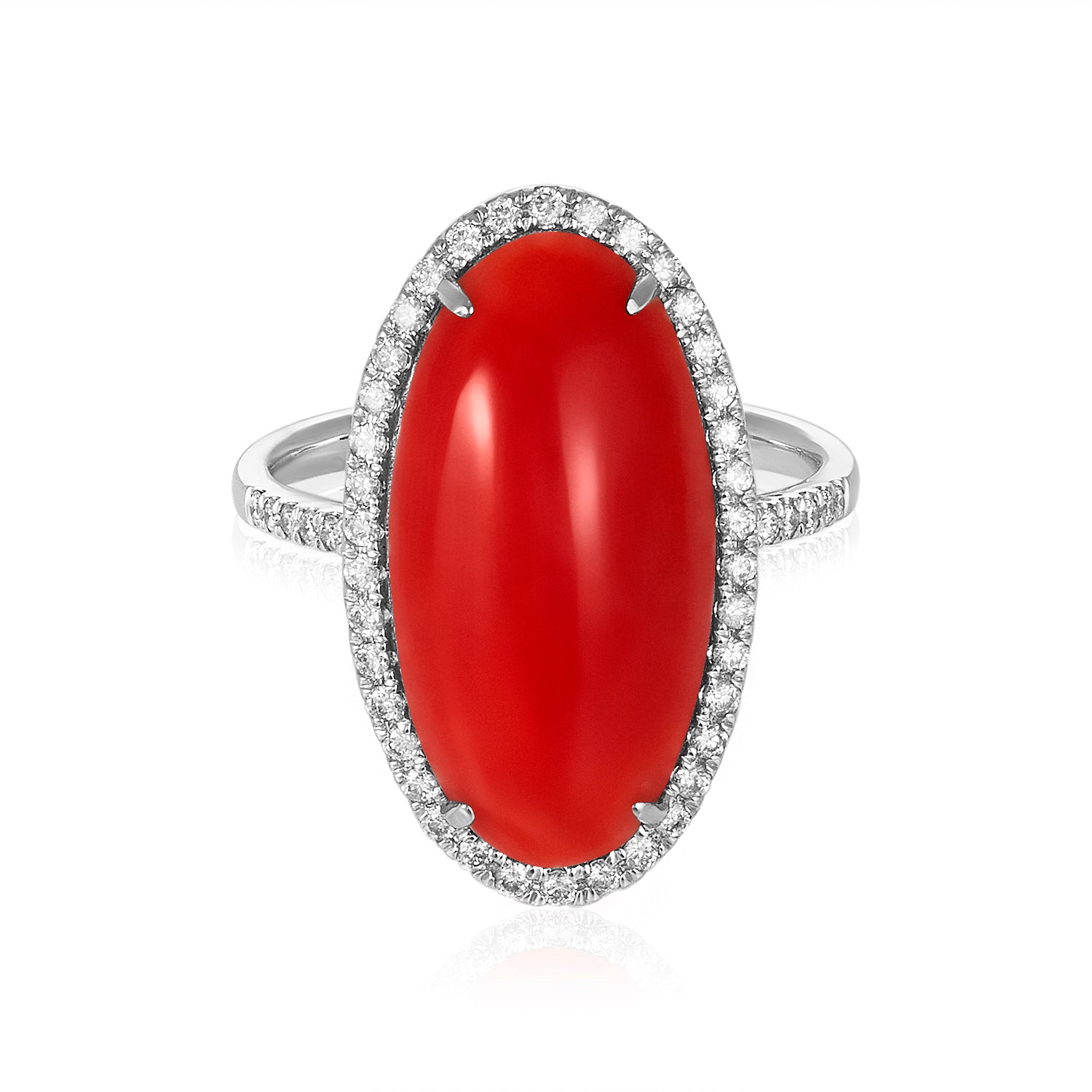 Italian Coral Diamond Ring